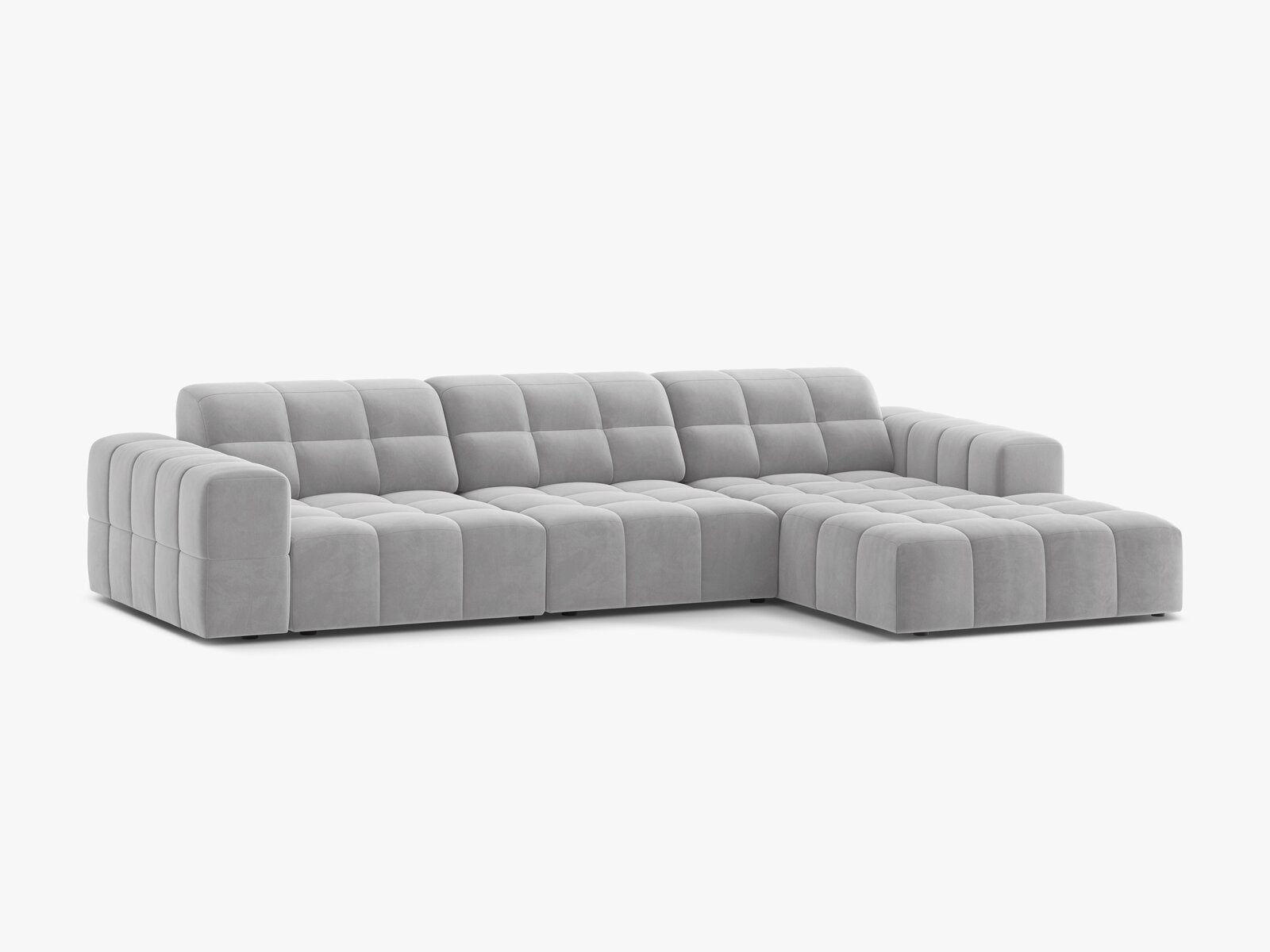 Micadoni Ecksofa Jennifer 4-Sitzer Rechts Samt Bluvel Silber