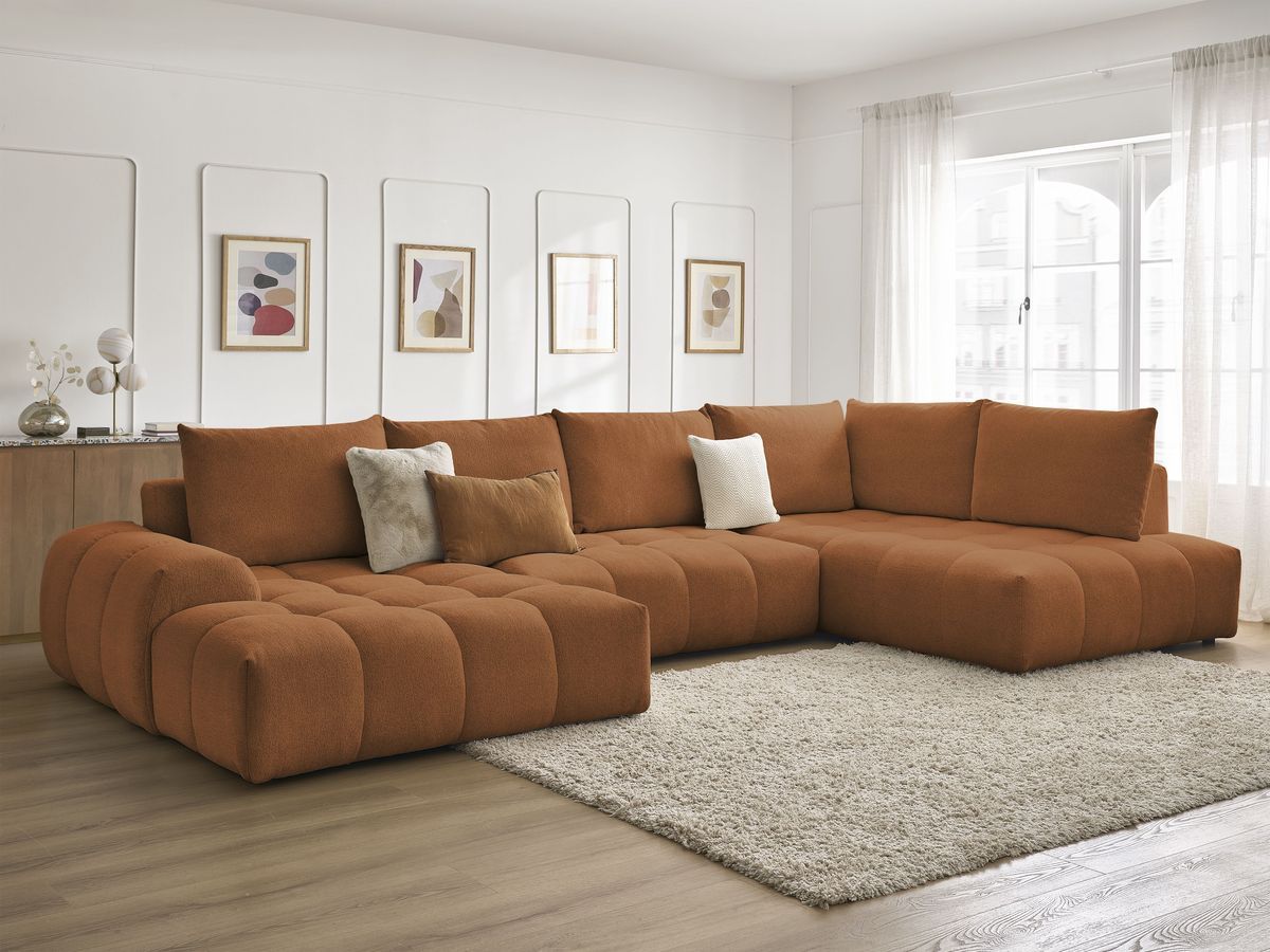Bobochic Everest Wohnlandschaft, 6 Kissen Melange-Stoff Orange Ecke links