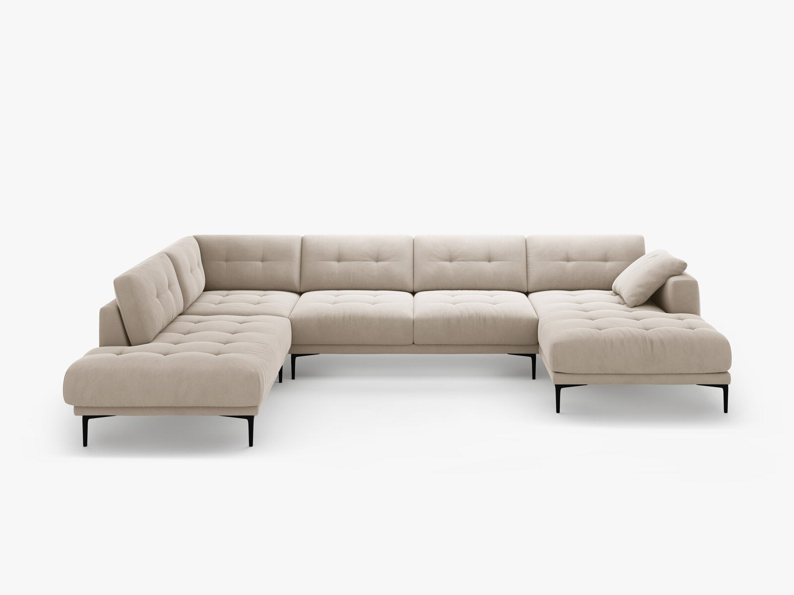 Micadoni Panorama Ecksofa Bemy 7-Sitzer Links Samt Beige