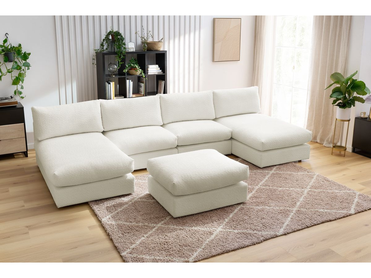 Bobochic Paris Wohnlandschaft Bouclé-Stoff Weiß