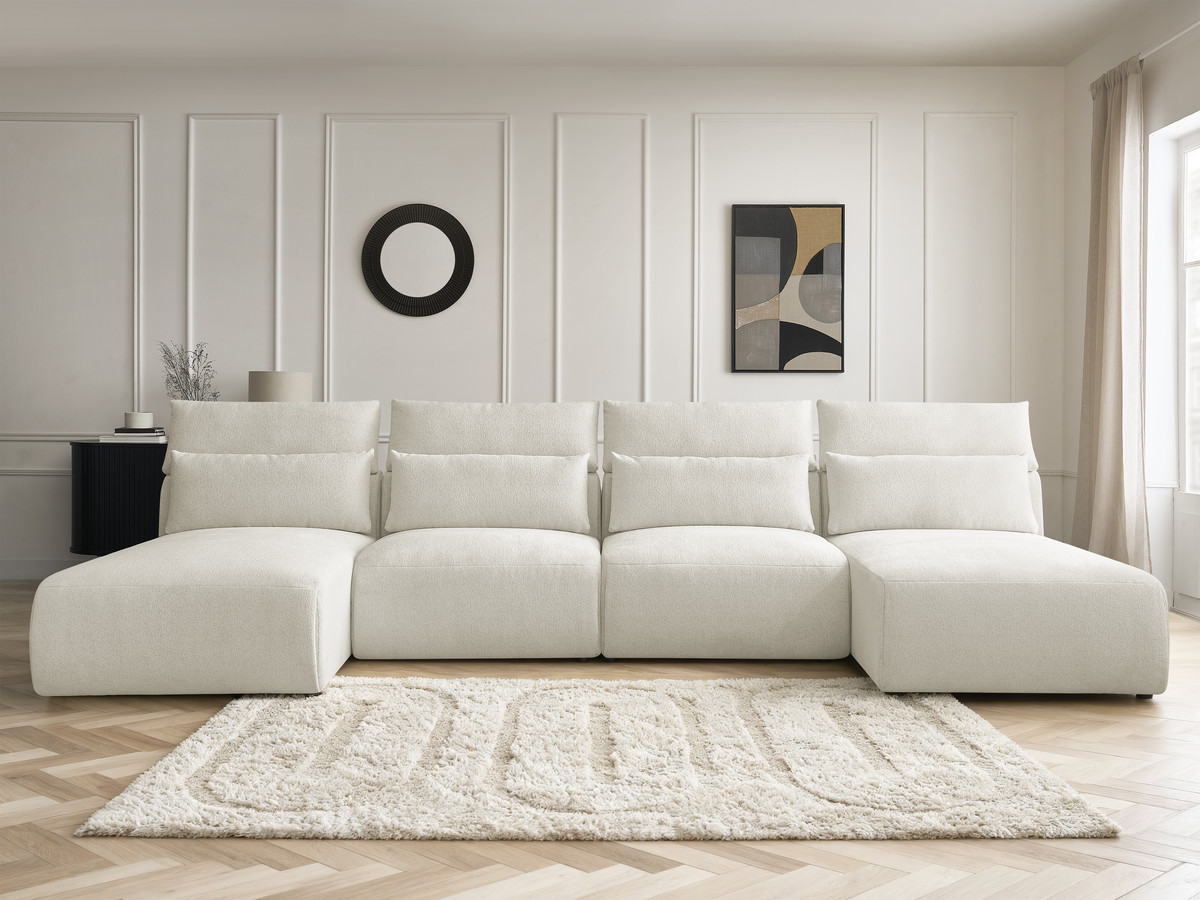 Bobochic Jana Wohnlandschaft Melange-Stoff Weiß