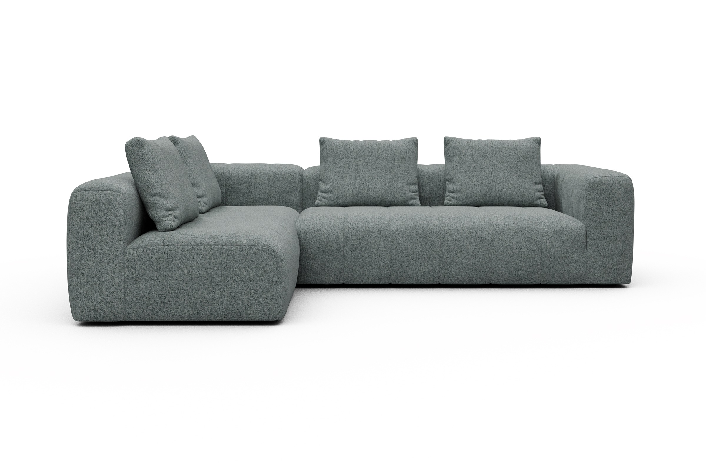 Ecksofa Hugo 2x 2,5-Sitzer Armlehne rechts Casone-Light-Mixed-Green