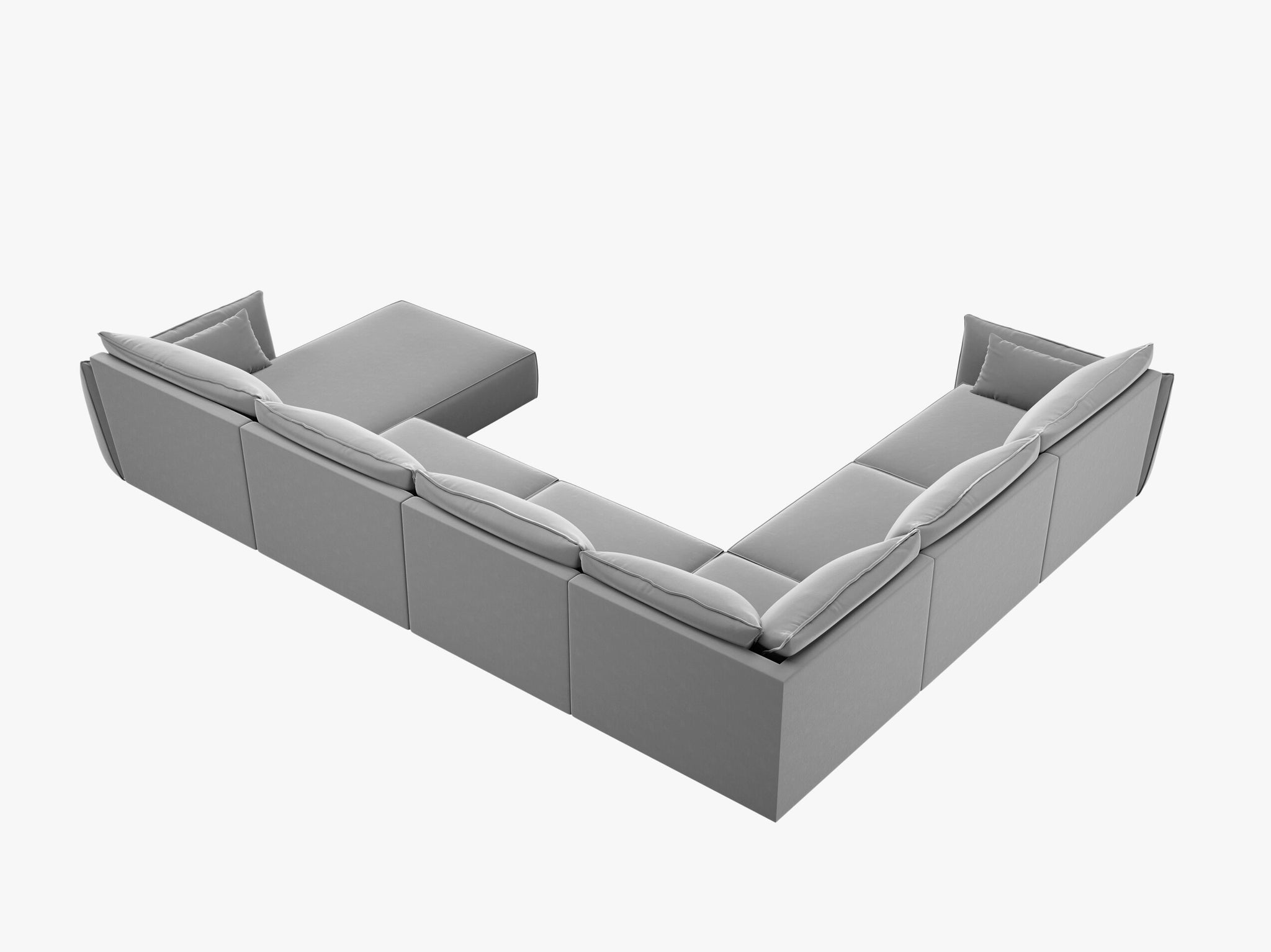 Micadoni Panorama-Ecksofa Kaelle 8-Sitzer Links Samt Bluvel Grau