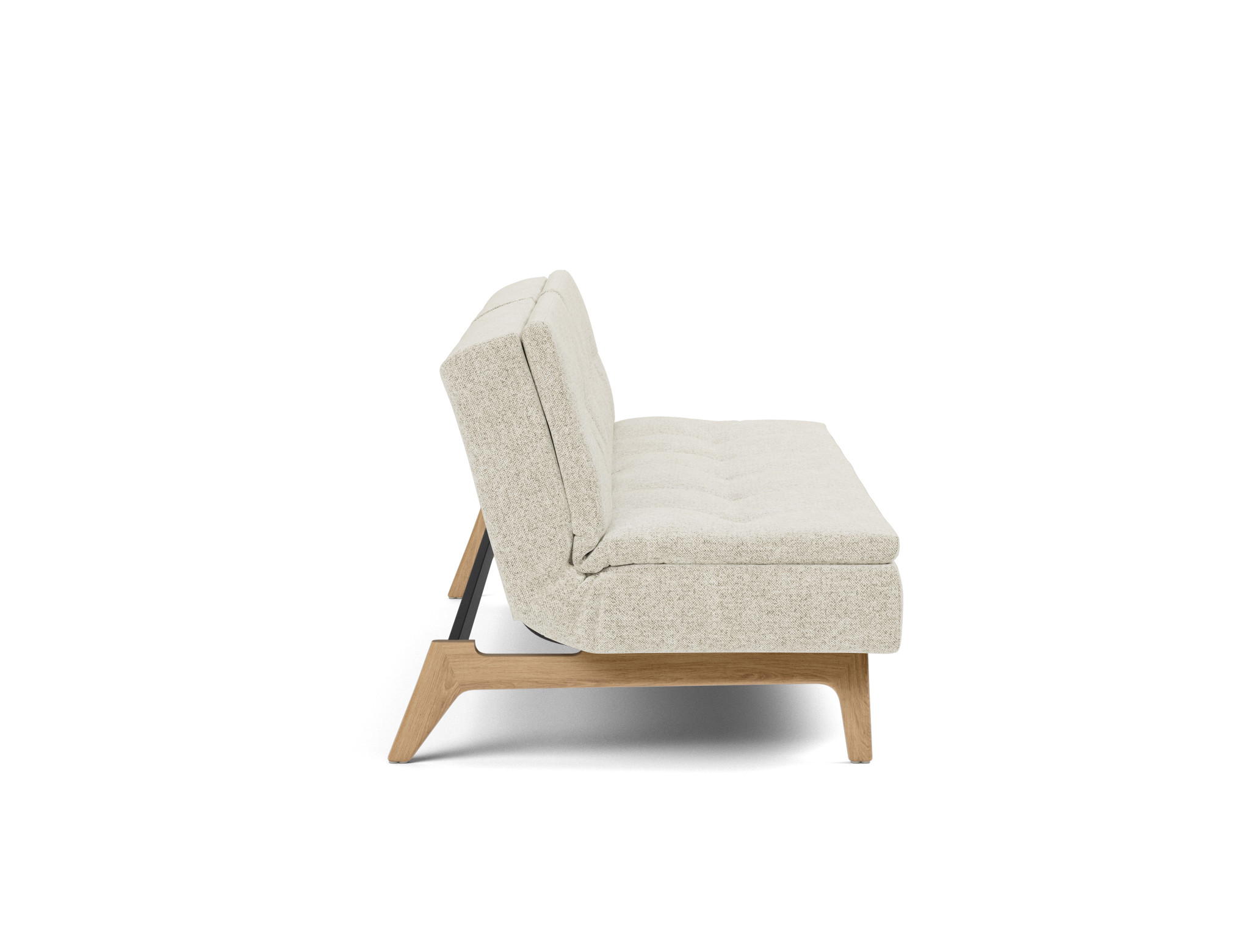 Schlafsofa Dublexo Strukturierter Stoff Taura 357-Off-White Beine Eiche