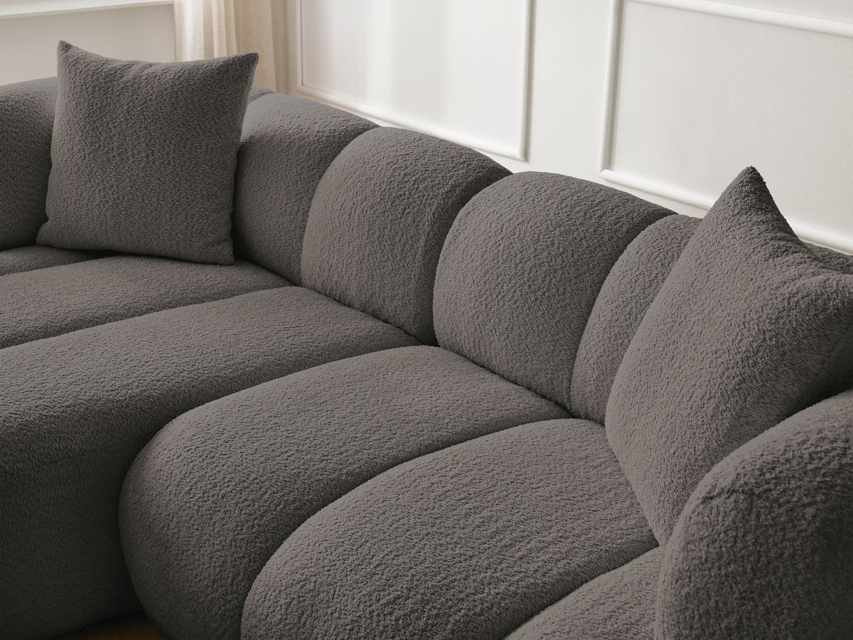 Bobochic Pamira Ecksofa Bouclé-Stoff Braun Ecke links