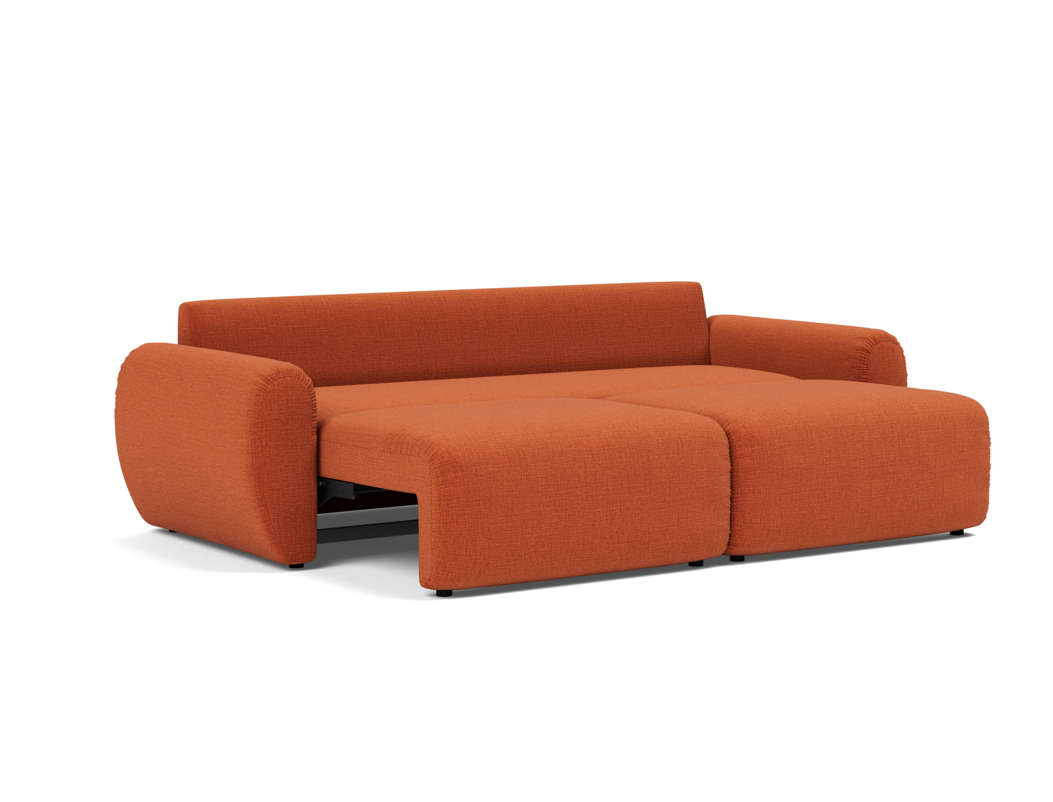 Schlafsofa Norum mit Curve-Armlehnen Chenille Esina 412-Rust-Orange