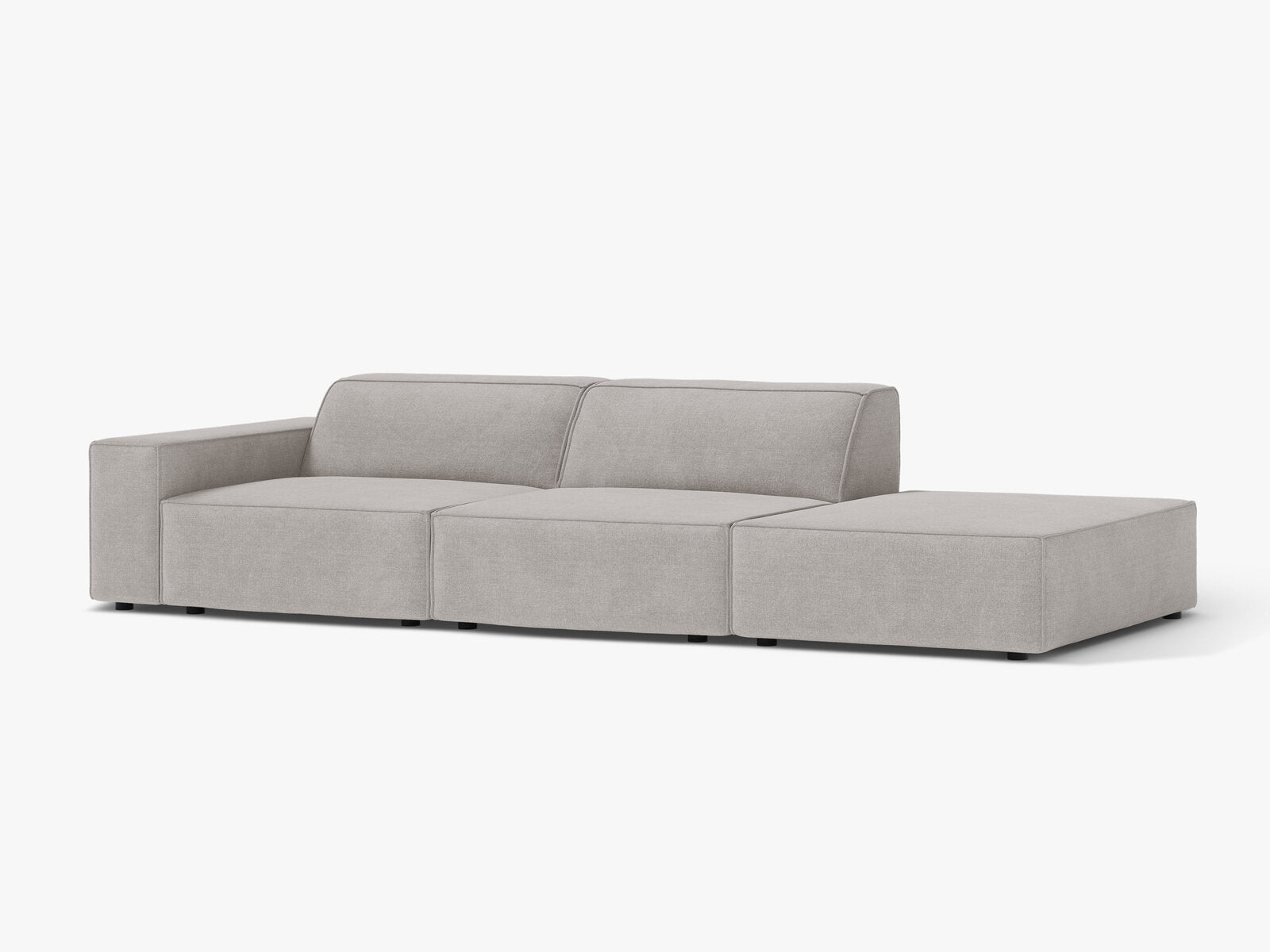 Micadoni Sofa Jodie 3-Sitzer Rechts Strukturierter Stoff Liberty Hellgrau