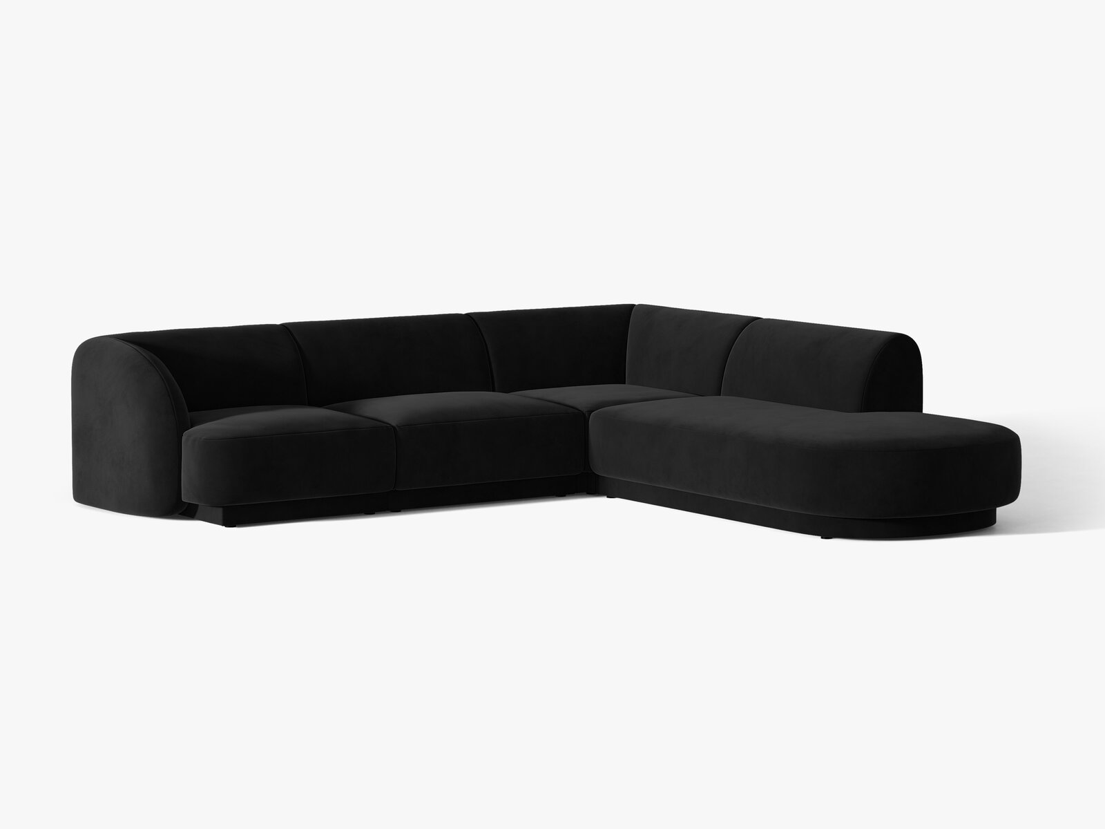 Micadoni Ecksofa Miley 6-Sitzer Rechts Samt Bluvel Schwarz