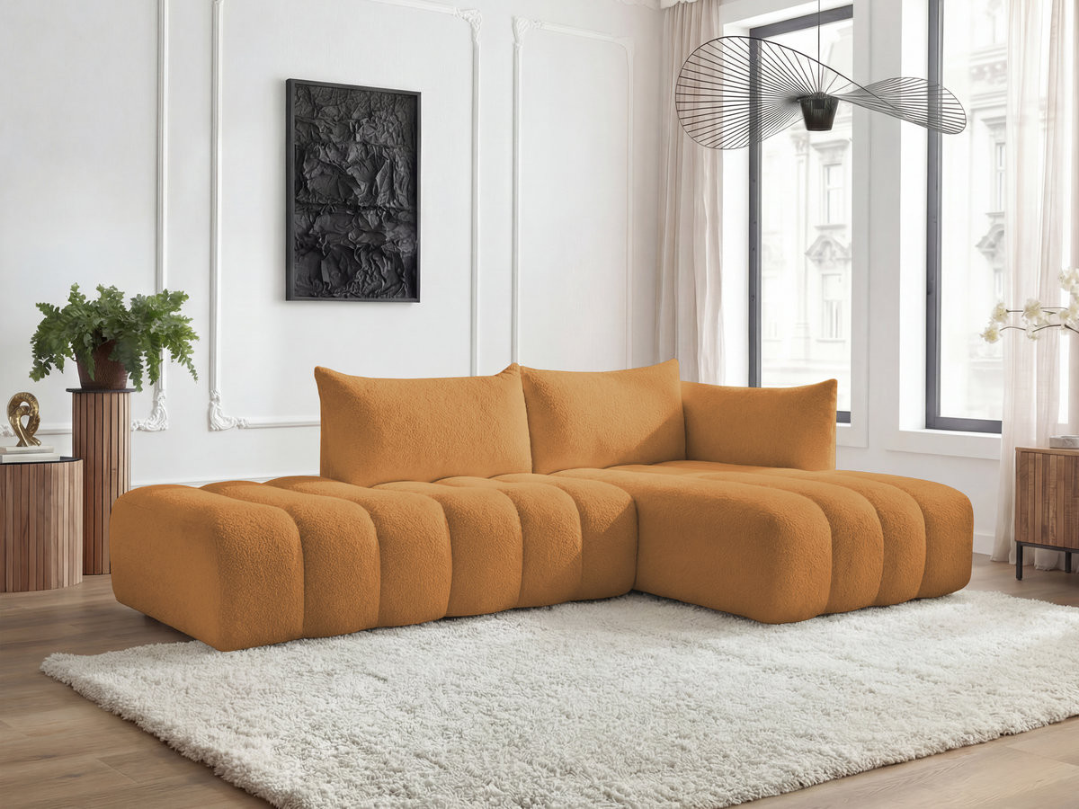 Bobochic Azra Ecksofa 319 × 178 cm Bouclé-Stoff Gelb Ecke rechts