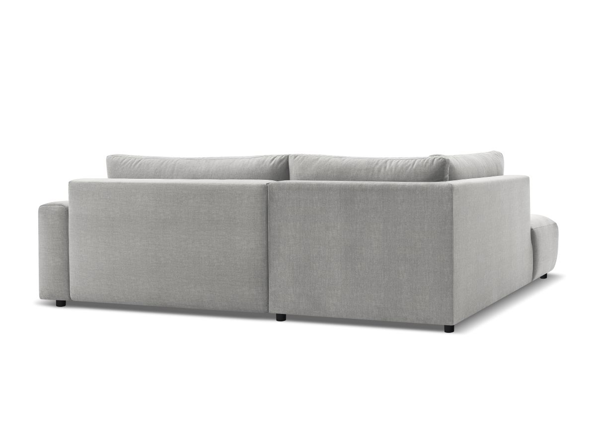 Bobochic Arsene Ecksofa mit Schlaffunktion und Bettkasten und Pouf 277 × 200 cm Samt Hellgrau Ecke links