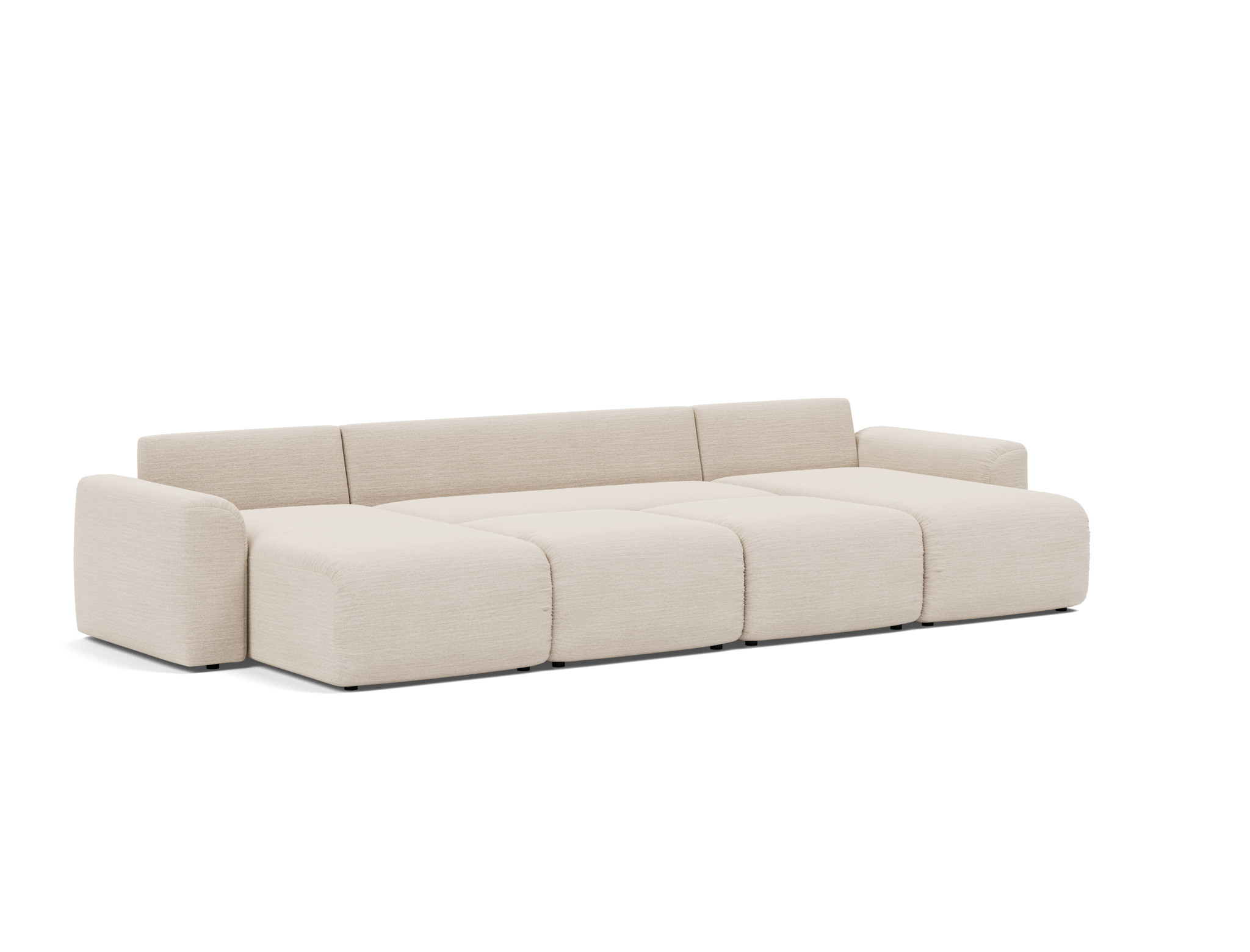 Schlafsofa Norum U-Form mit Chunky-Armlehnen Webstoff Blida 612-Sand-Grey