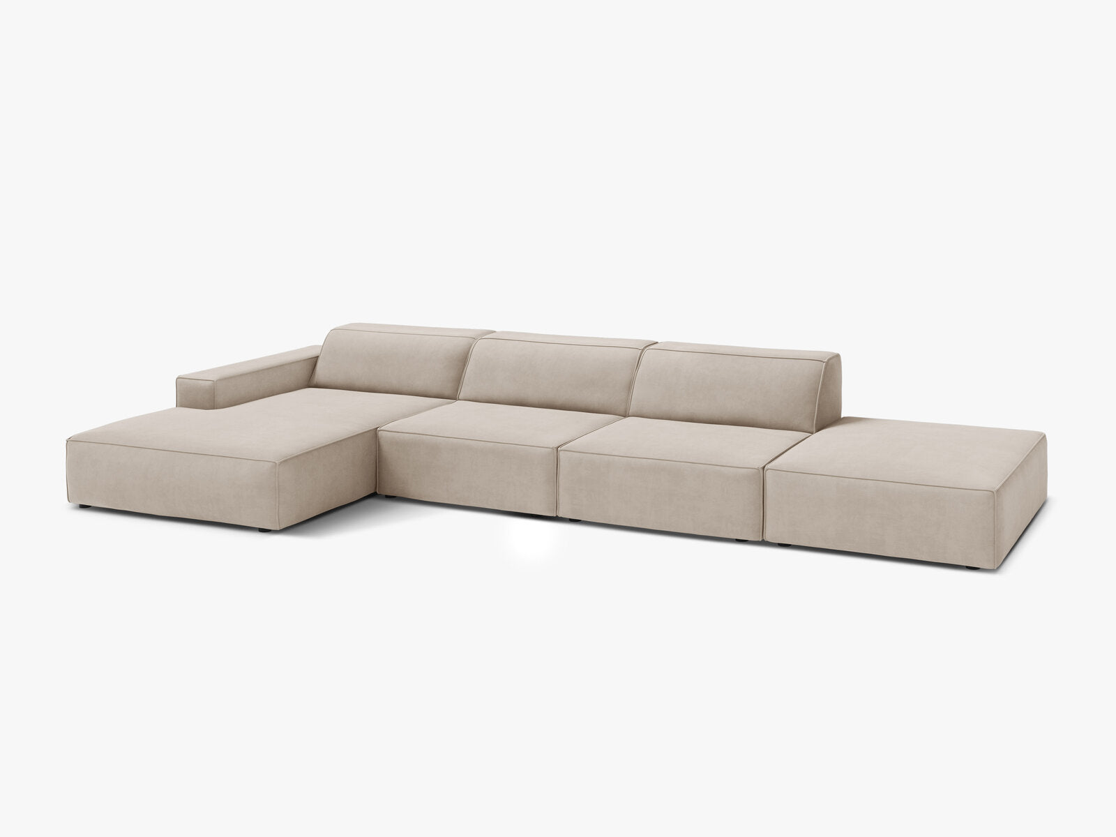 Micadoni Ecksofa Jodie 5-Sitzer Links Samt Bluvel Dunkelbeige