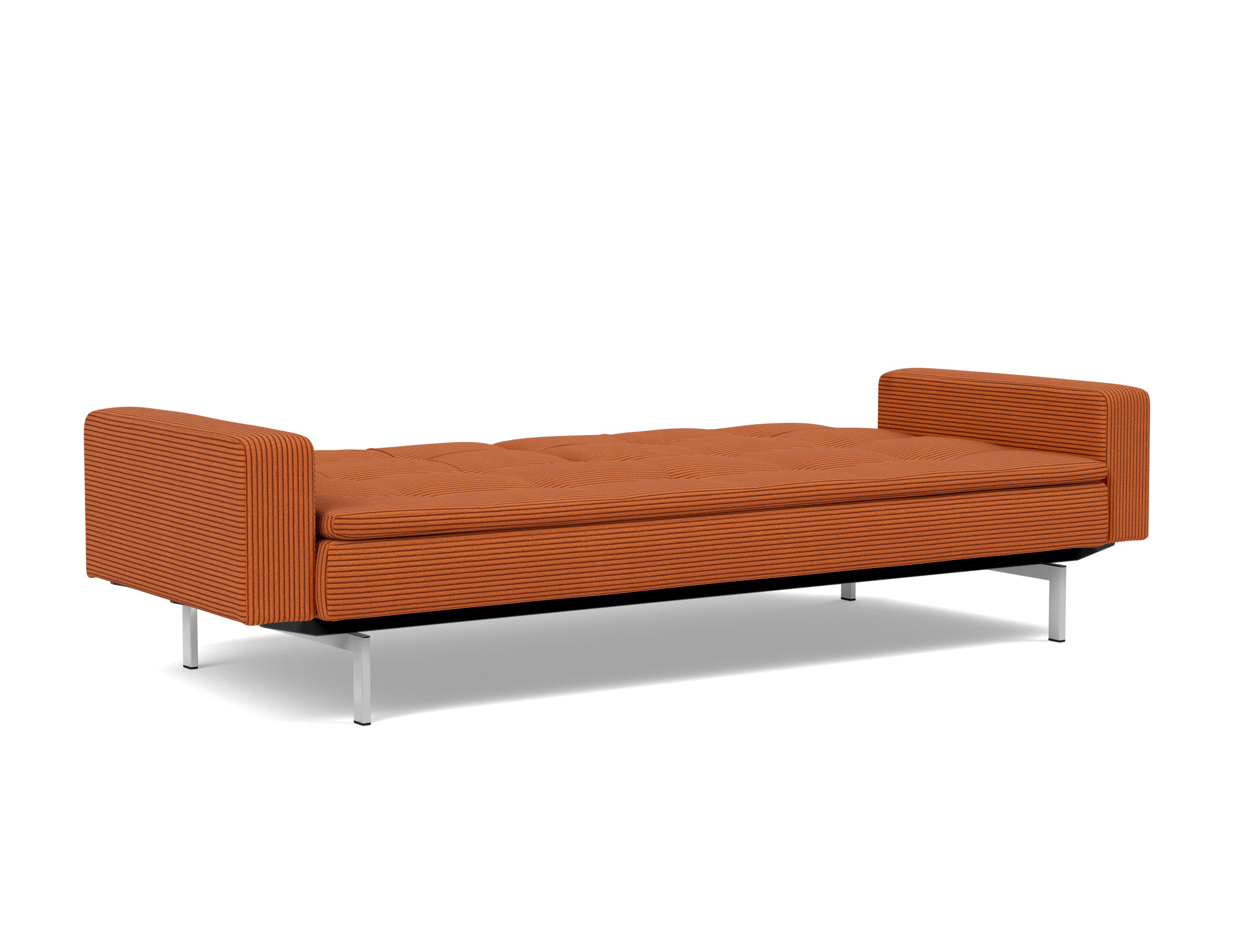 Schlafsofa Dublexo mit Armlehnen Kord Corduroy 595-Burnt-Orange Beine Chrom