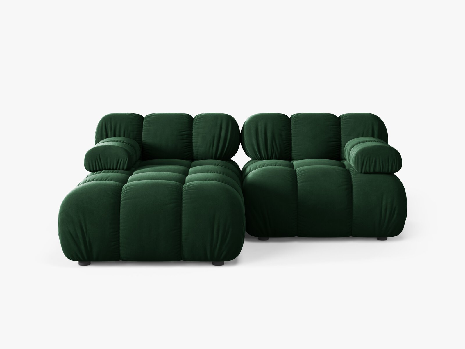 Micadoni Modulares Ecksofa Bellis 3-Sitzer Links Samt Bluvel Flaschengrün