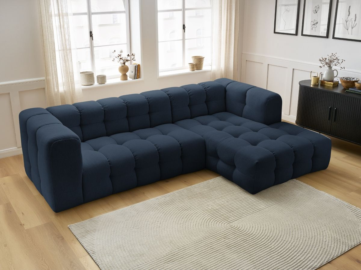 Bobochic Cloud Ecksofa 288 × 184 cm Stoff Dunkelblau Ecke rechts