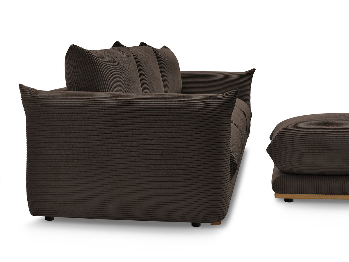 Bobochic Ernest Sofa 3-Sitzer mit Pouf 266 × 106 cm Cordsamt Braun