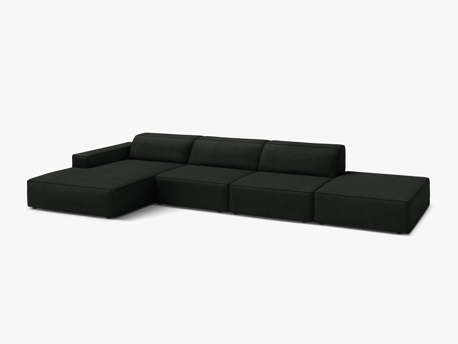 Micadoni Ecksofa Jodie 5-Sitzer Links Boucle Baloo Schwarz