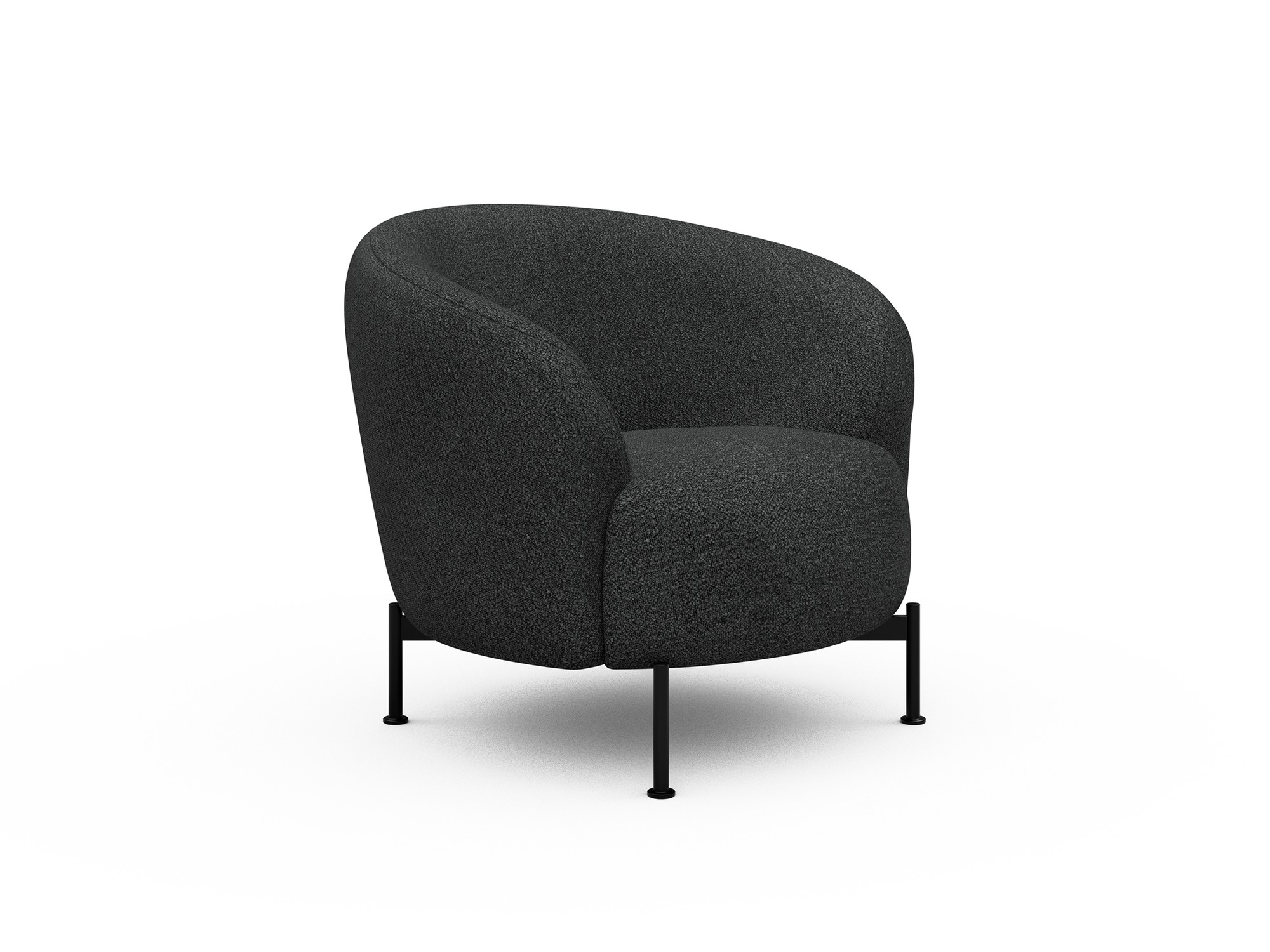 Sessel Ronda X-Metallgestell Schwarz Boucle Skandi 529-Charcoal