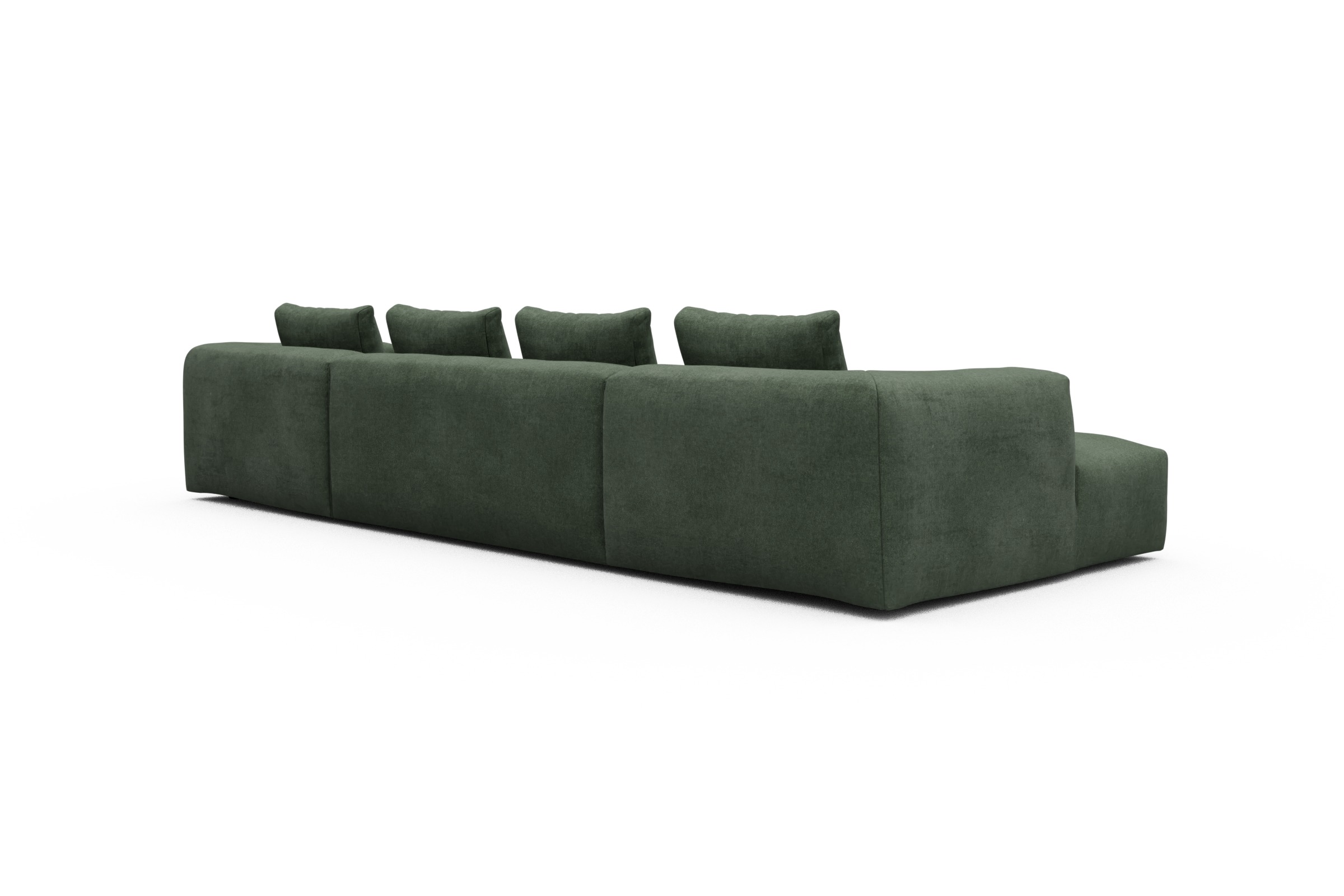 Wohnlandschaft Fred mit 2-Sitzer und Chaiselongue beidseitig Casone-Forest-Green