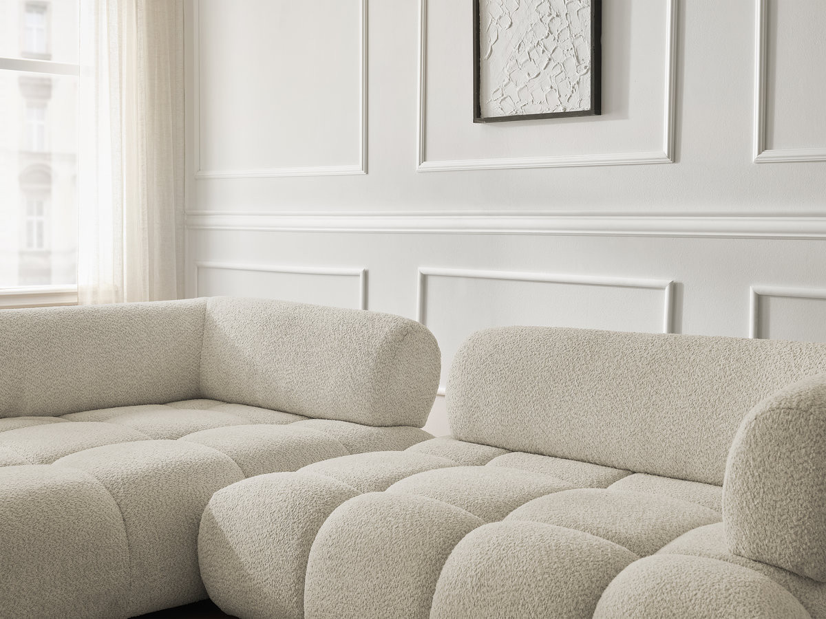 Bobochic Alya Ecksofa Bouclé-Stoff Beige Ecke links