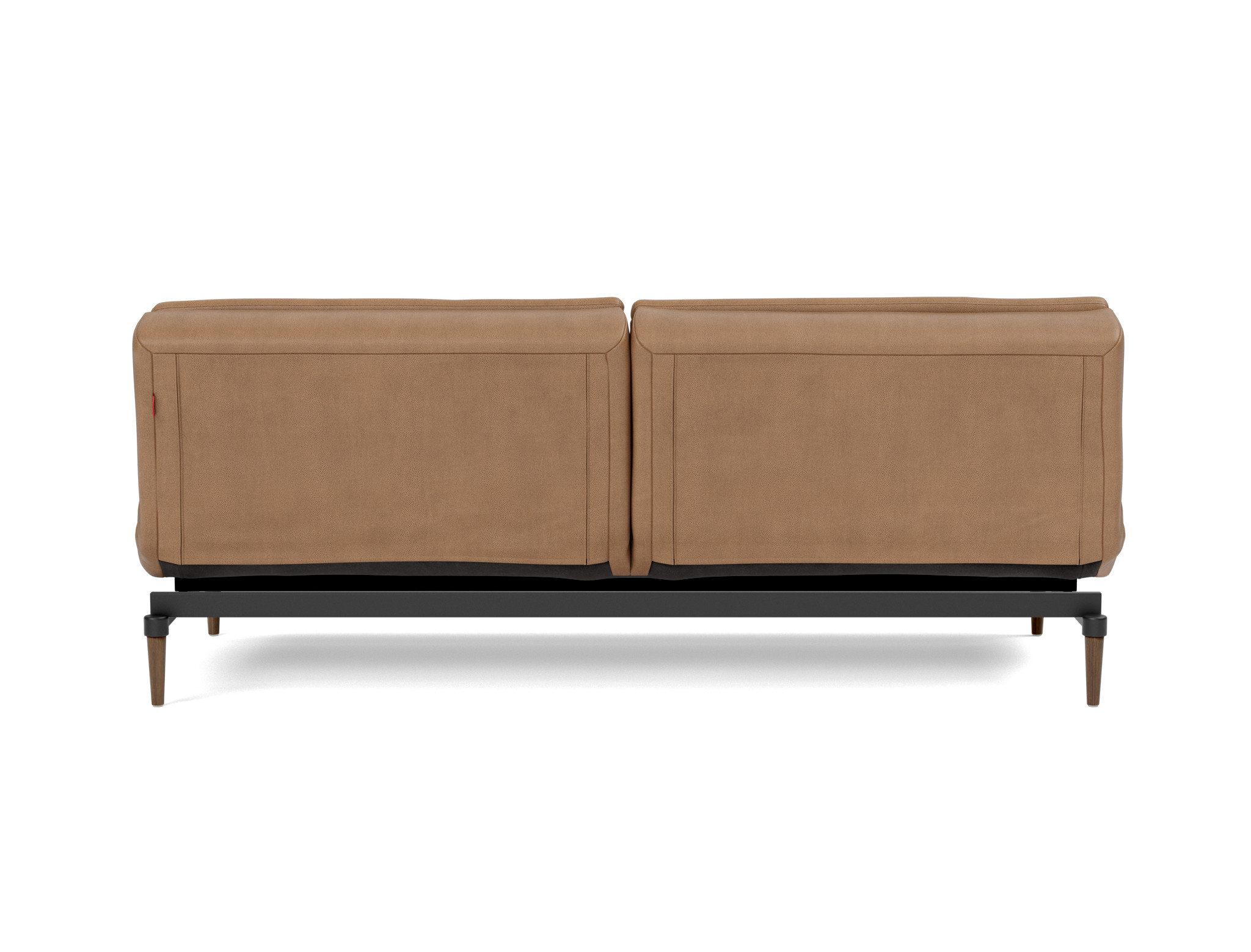 Schlafsofa Dublexo Lederoptik Faunal 551-Brown Beine Styletto Eiche dunkel