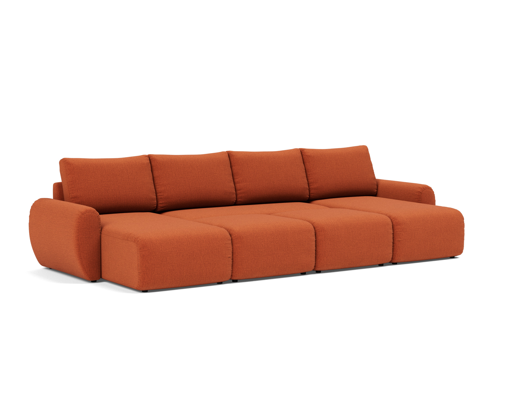 Schlafsofa Norum U-Form mit Curve-Armlehnen Chenille Esina 412-Rust-Orange