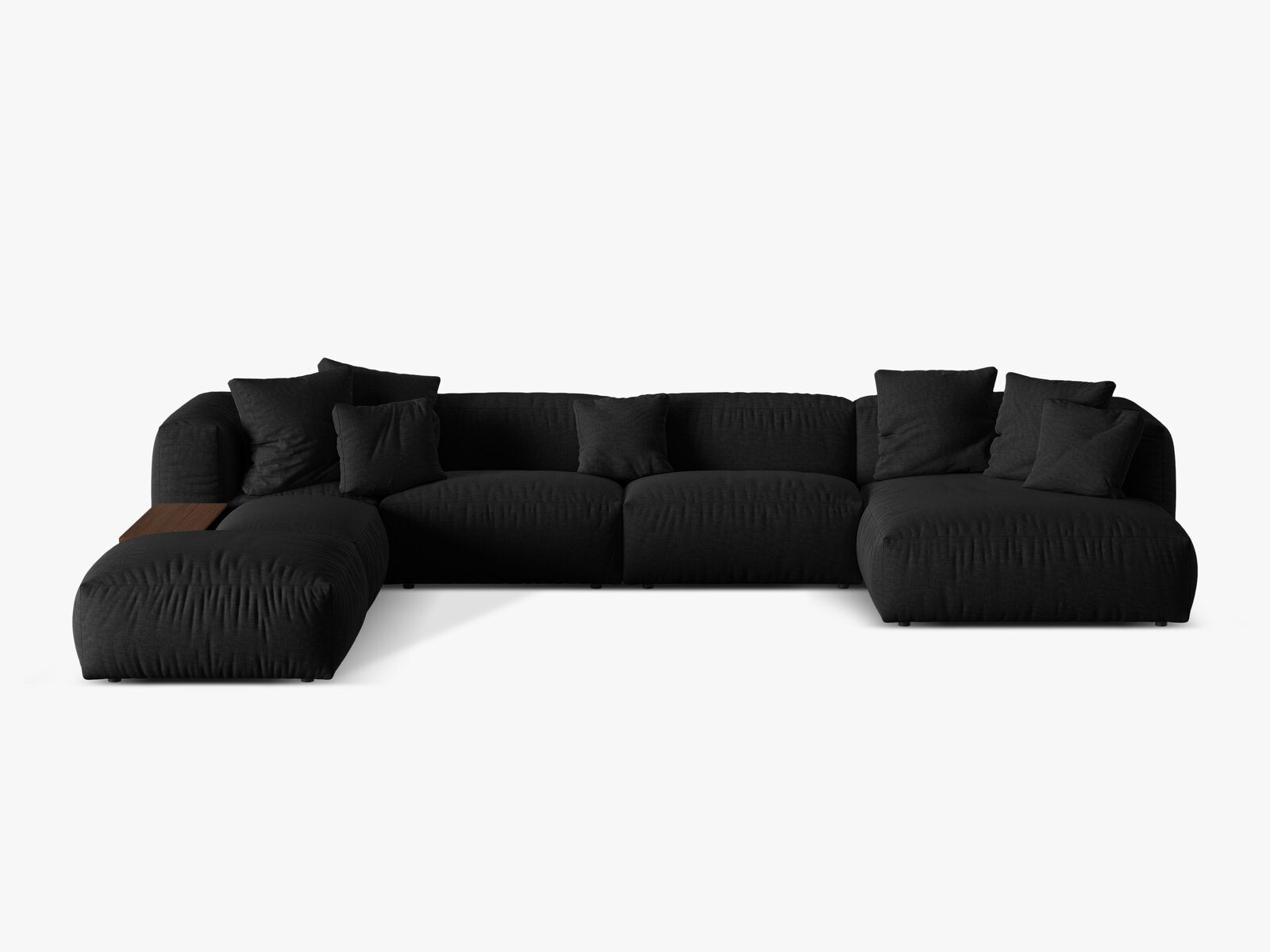 Micadoni Panorama-Ecksofa Martina 5-Sitzer Links Strukturierter Stoff Schwarz