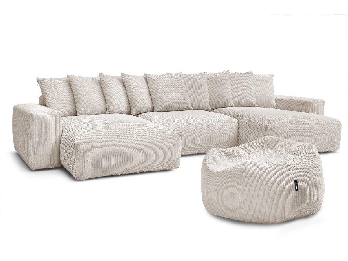 Bobochic Voltaire Wohnlandschaft mit Pouf 420 × 174 cm