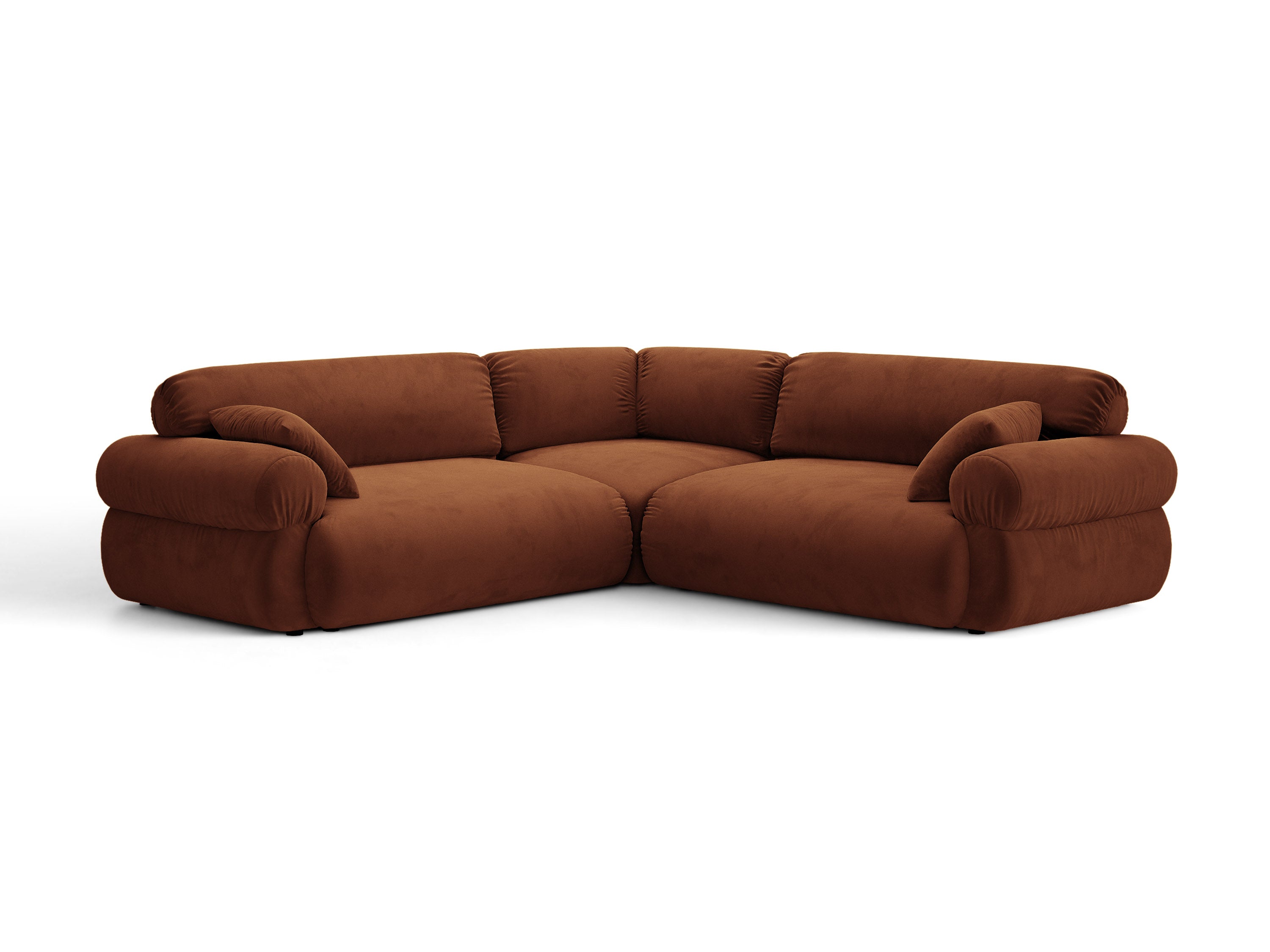Micadoni Ophelia Symmetrisches Ecksofa Samt Salvador Braun
