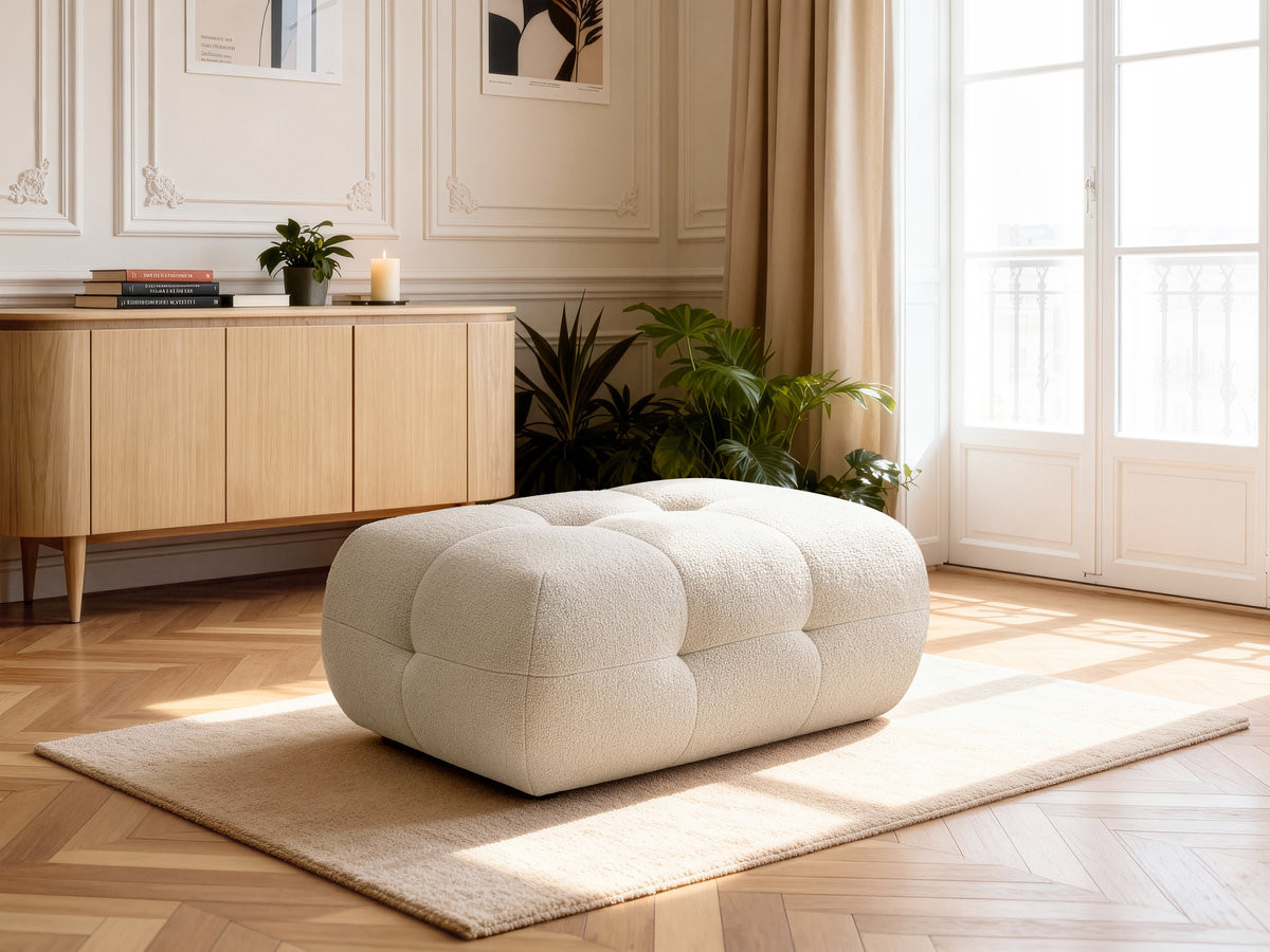 Bobochic Laura Pouf 98 × 62 cm Melange-Stoff Beige