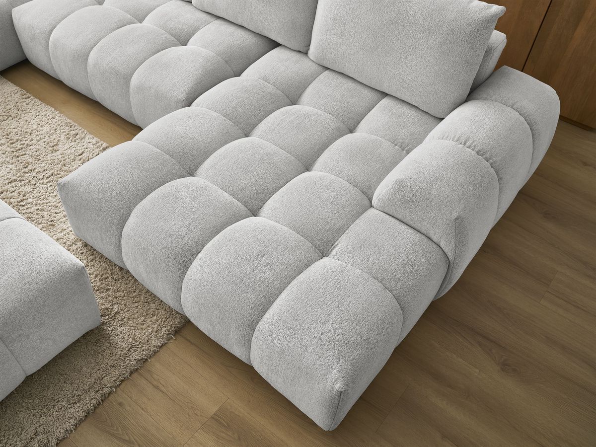 Bobochic Everest Wohnlandschaft mit Pouf, 6 Kissen Melange-Stoff Hellgrau Ecke rechts