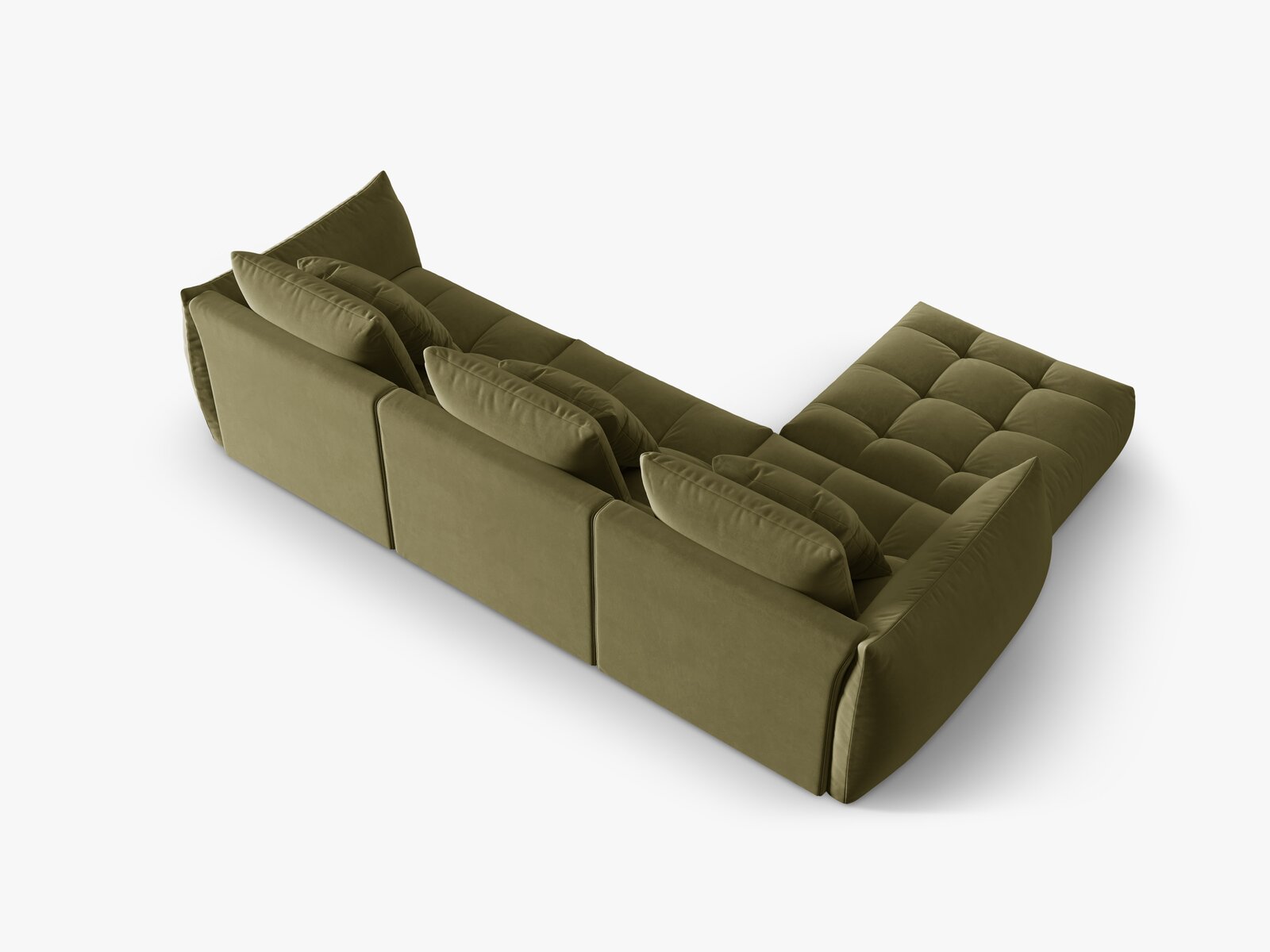 Micadoni Ecksofa Bloom 2-Sitzer Samt Hellgrün