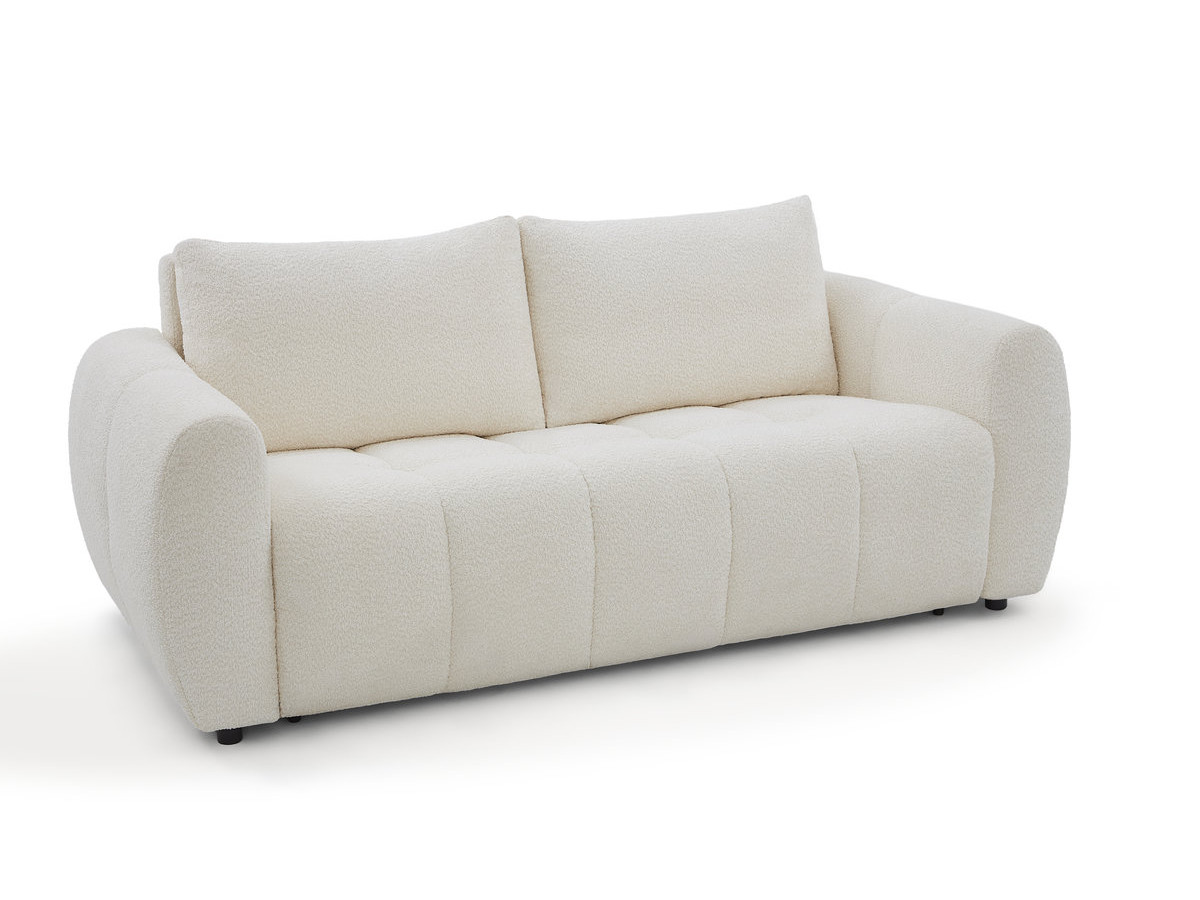 Bobochic Fuji Schlafsofa 3-Sitzer Bouclé-Stoff Weiß