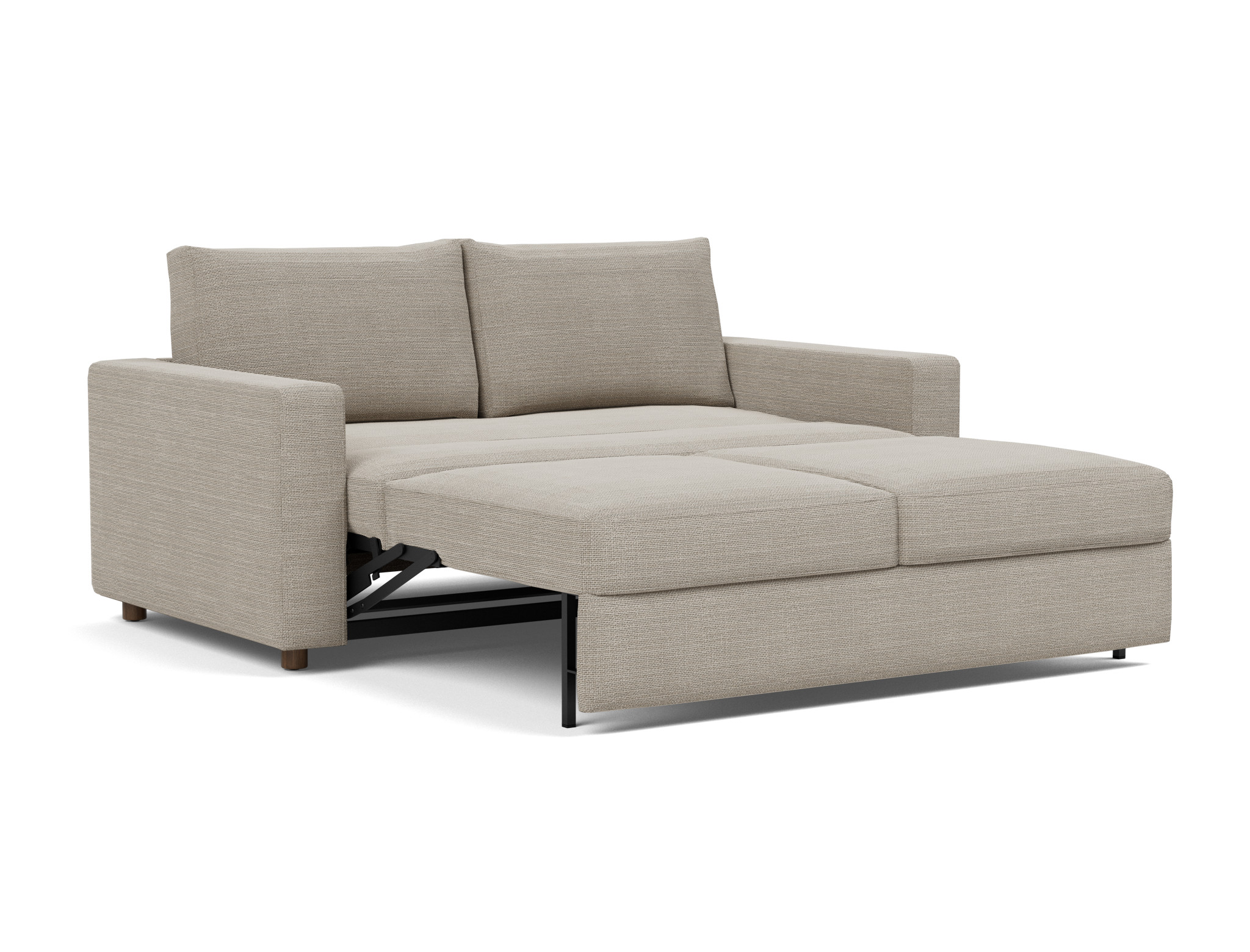 Schlafsofa Neah mit Standard-Armlehnen 160 Strukturierter Stoff Kenya 579-Gravel