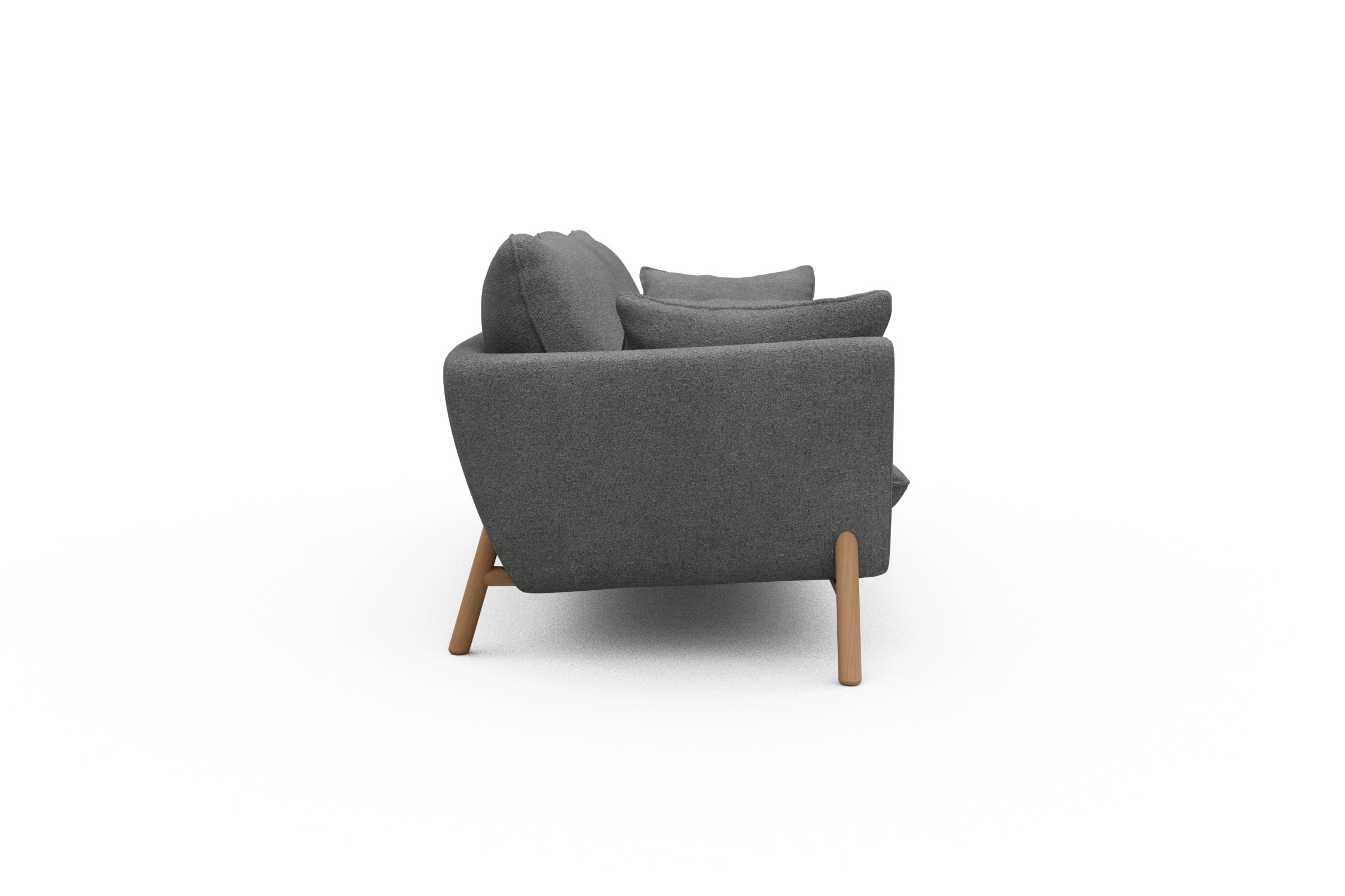 Sofa Emil 3-Sitzer Beinfarbe Eiche Natur Boucle-Ash-Grey