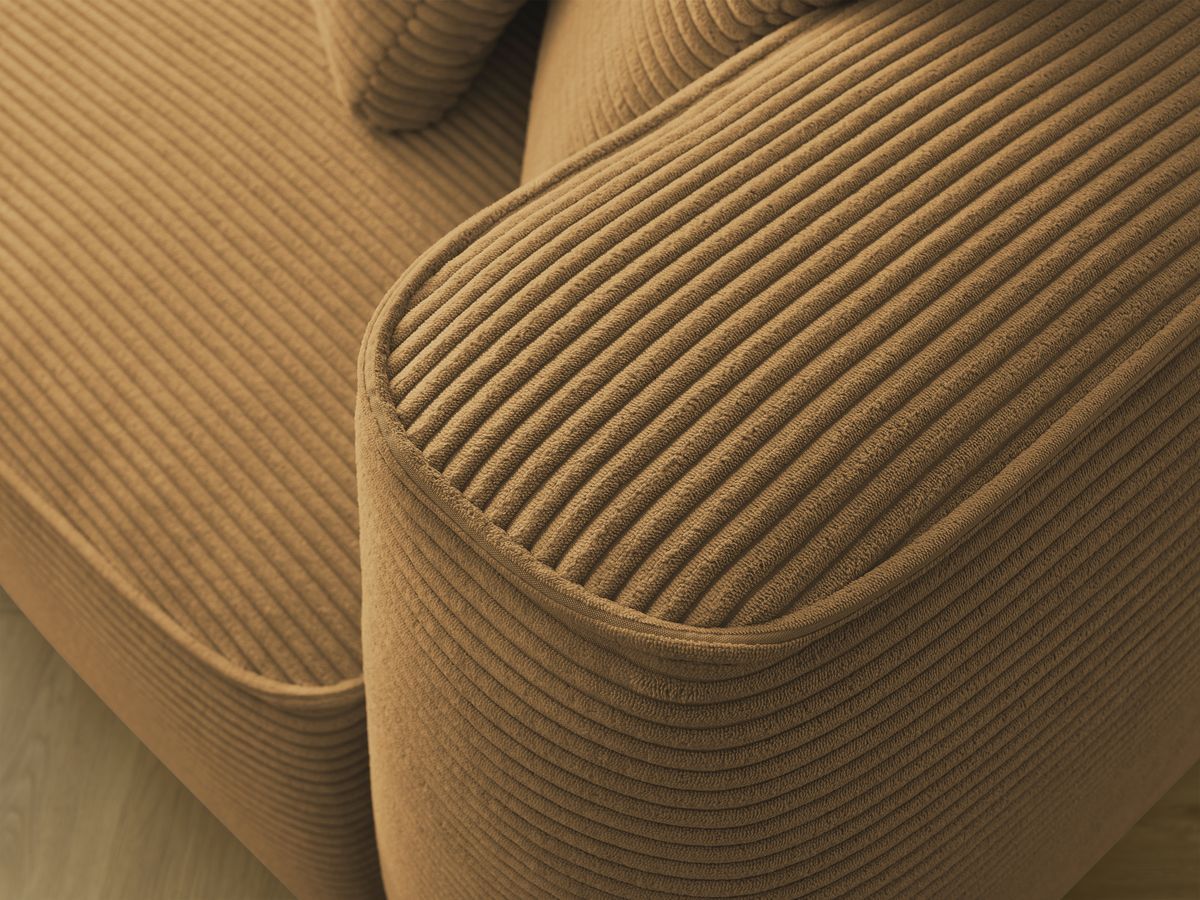 Bobochic Leopold Sofa 4-Sitzer mit Pouf Cordsamt Gelb Armlehne rechts