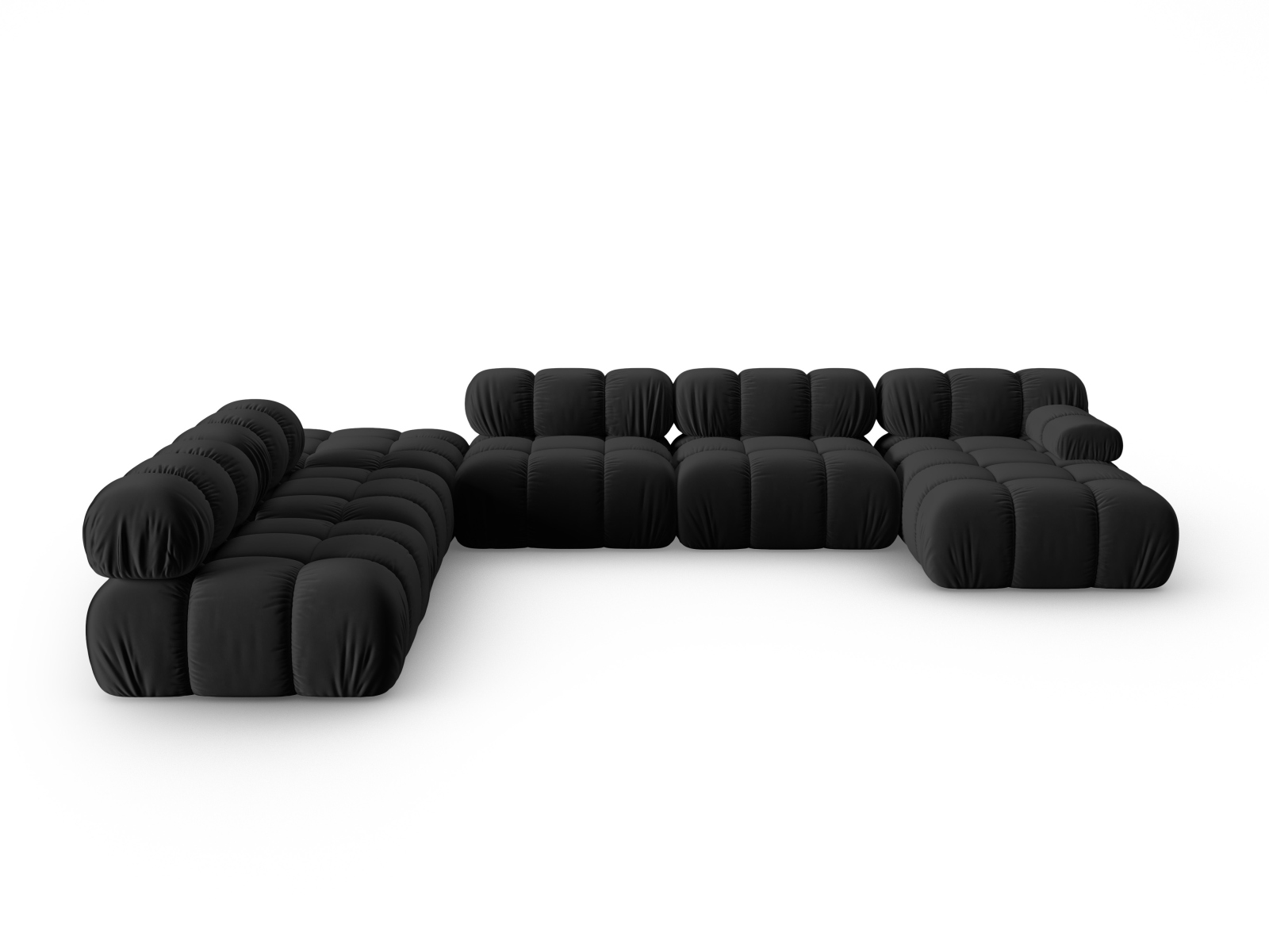 Micadoni Modulares Panorama Ecksofa Bellis 7-Sitzer Links Samt Bluvel Schwarz