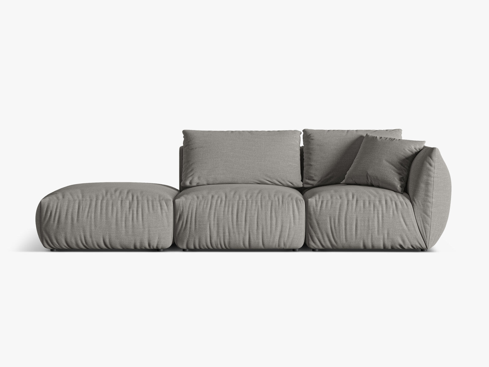 Micadoni Modulares Sofa Chris 3-Sitzer Links Strukturierter Stoff Warmes Grau