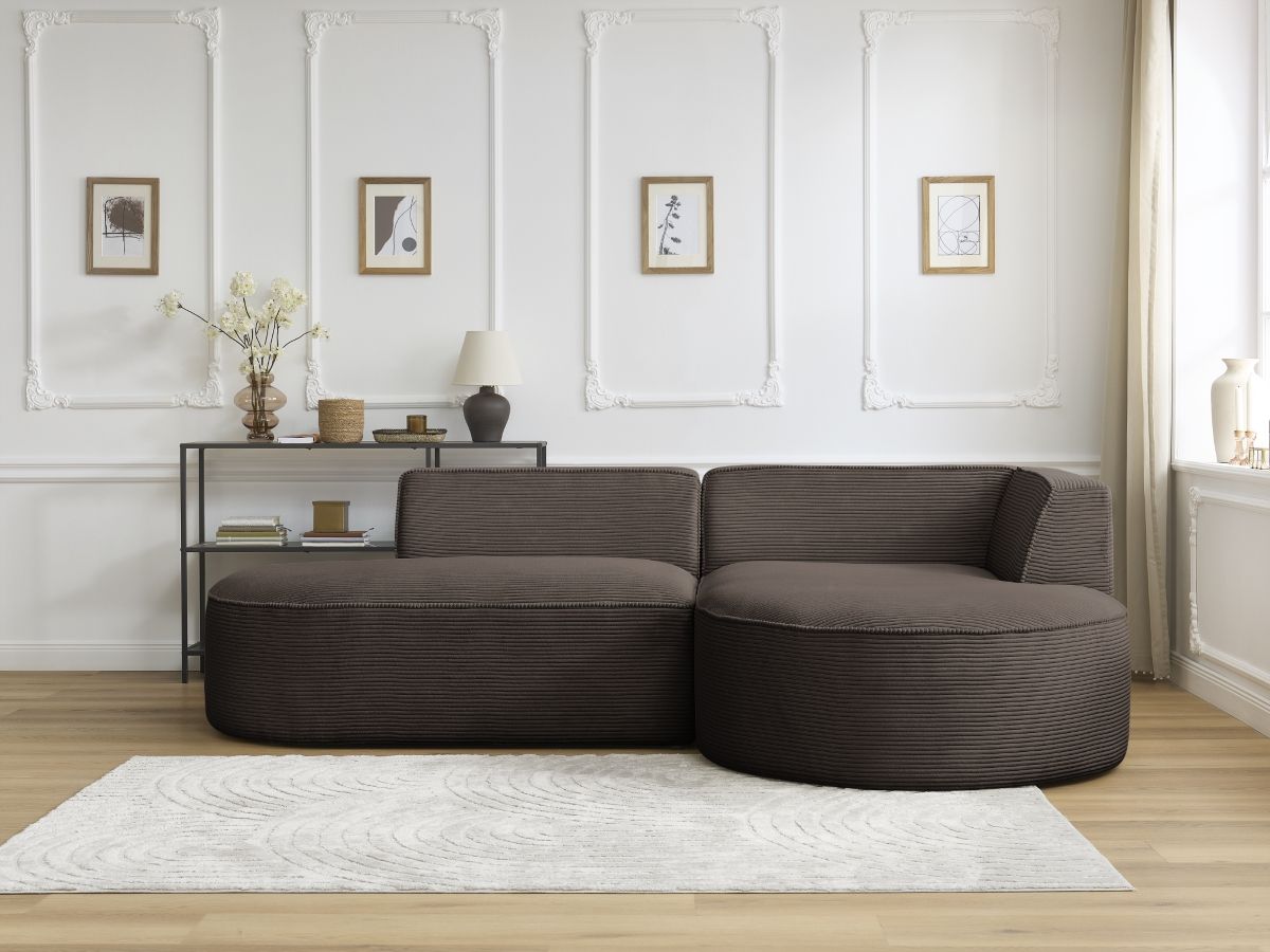 Bobochic Rousseau Ecksofa Cordsamt Braun Ecke rechts