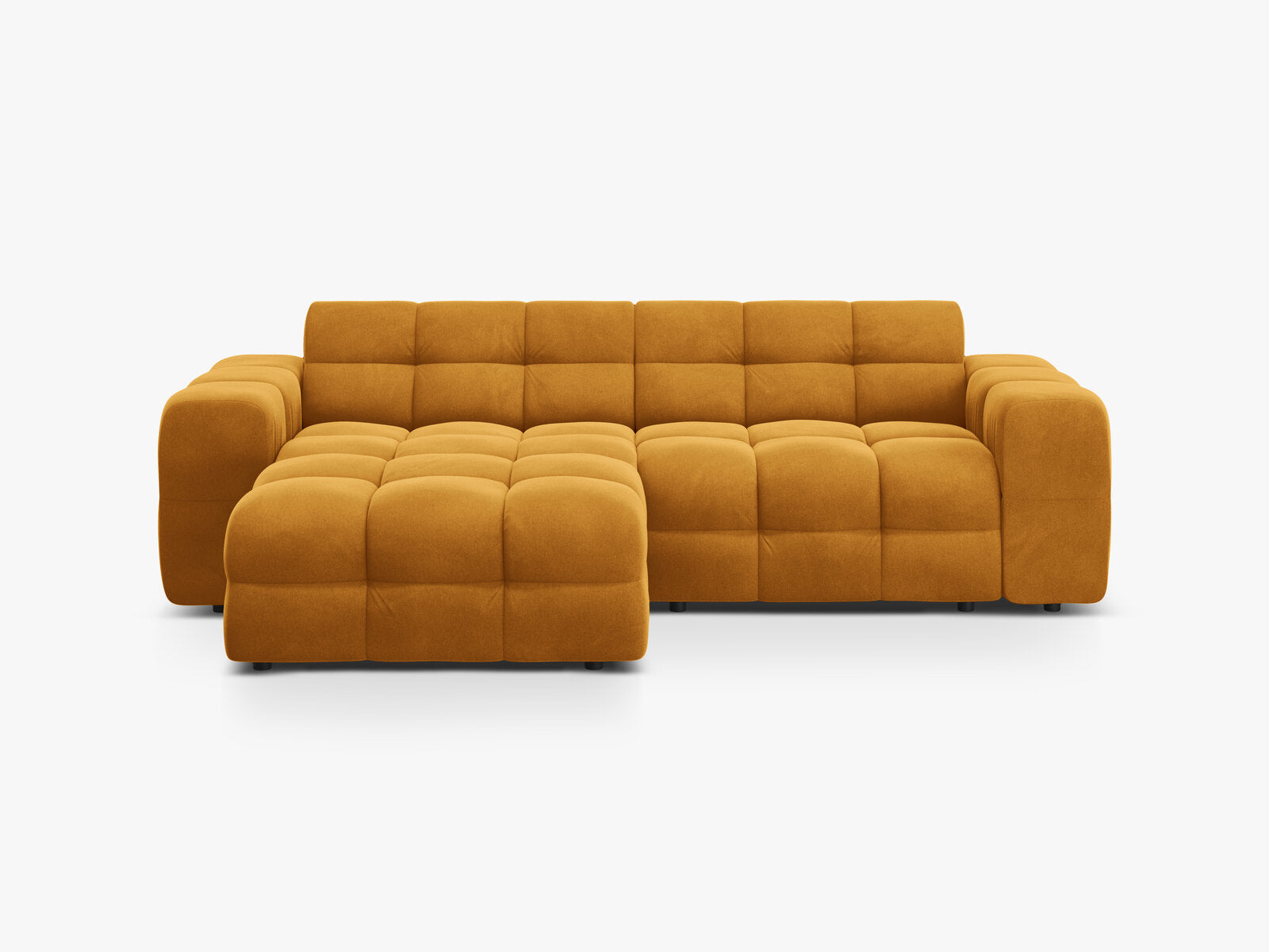 Micadoni Ecksofa Kendal 4-Sitzer Links Samt Senf