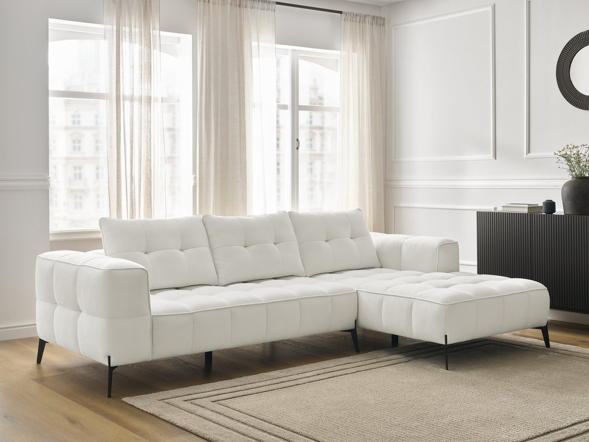 Bobochic Anis Ecksofa Strukturstoff Weiß Ecke rechts