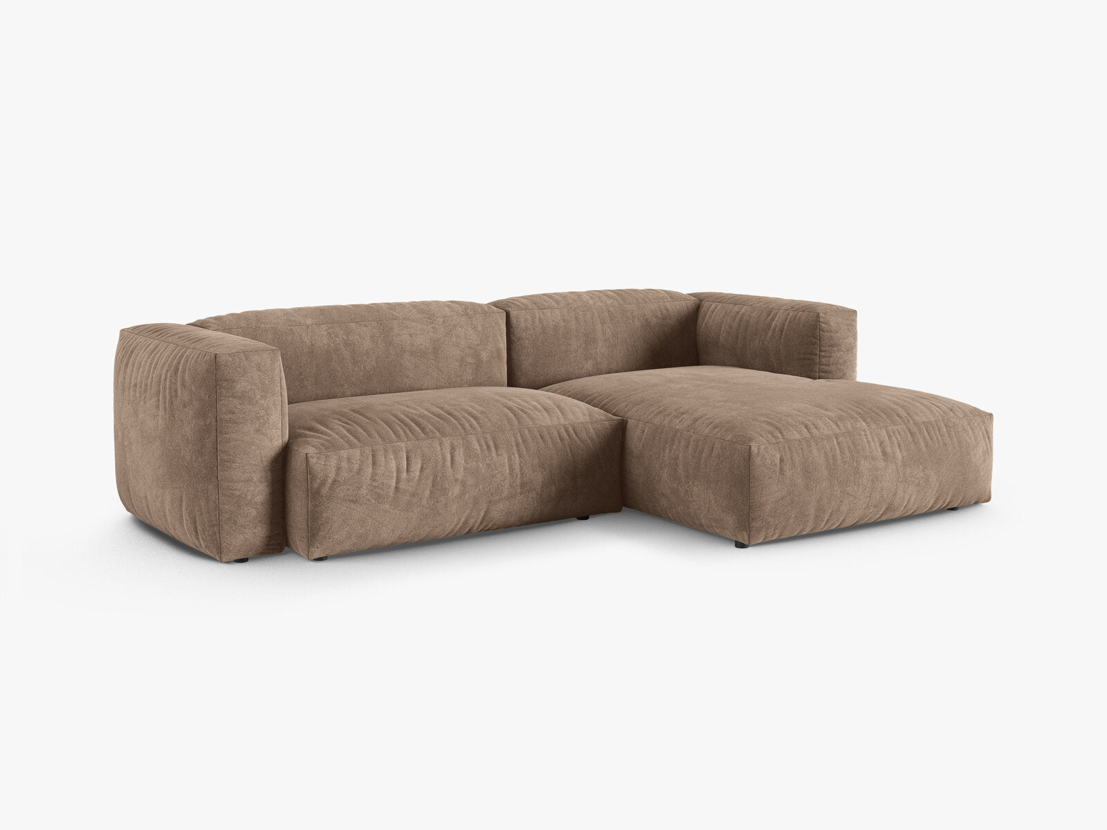 Micadoni Ecksofa Martina 2-Sitzer 90cm Sitztiefe Rechts Samt Vogue Dunkelbeige
