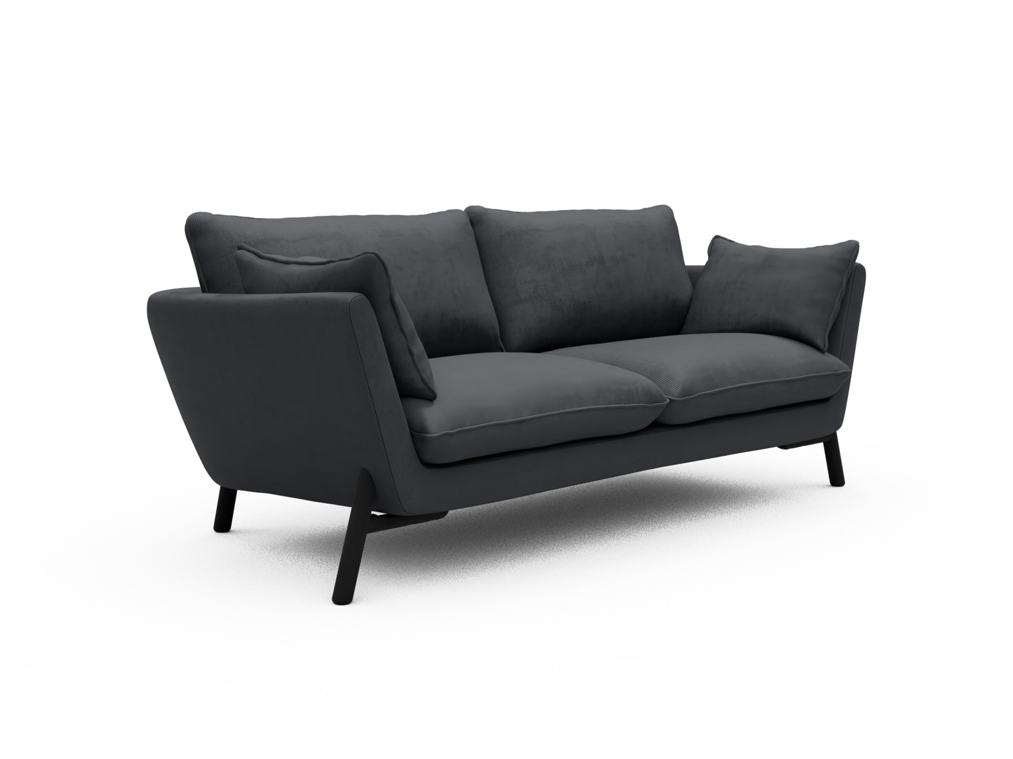 Skandi Home Sofa Emil 2-Sitzer Beinfarbe Eiche Schwarz Cordufine-Slate-Grey moebelfaktor