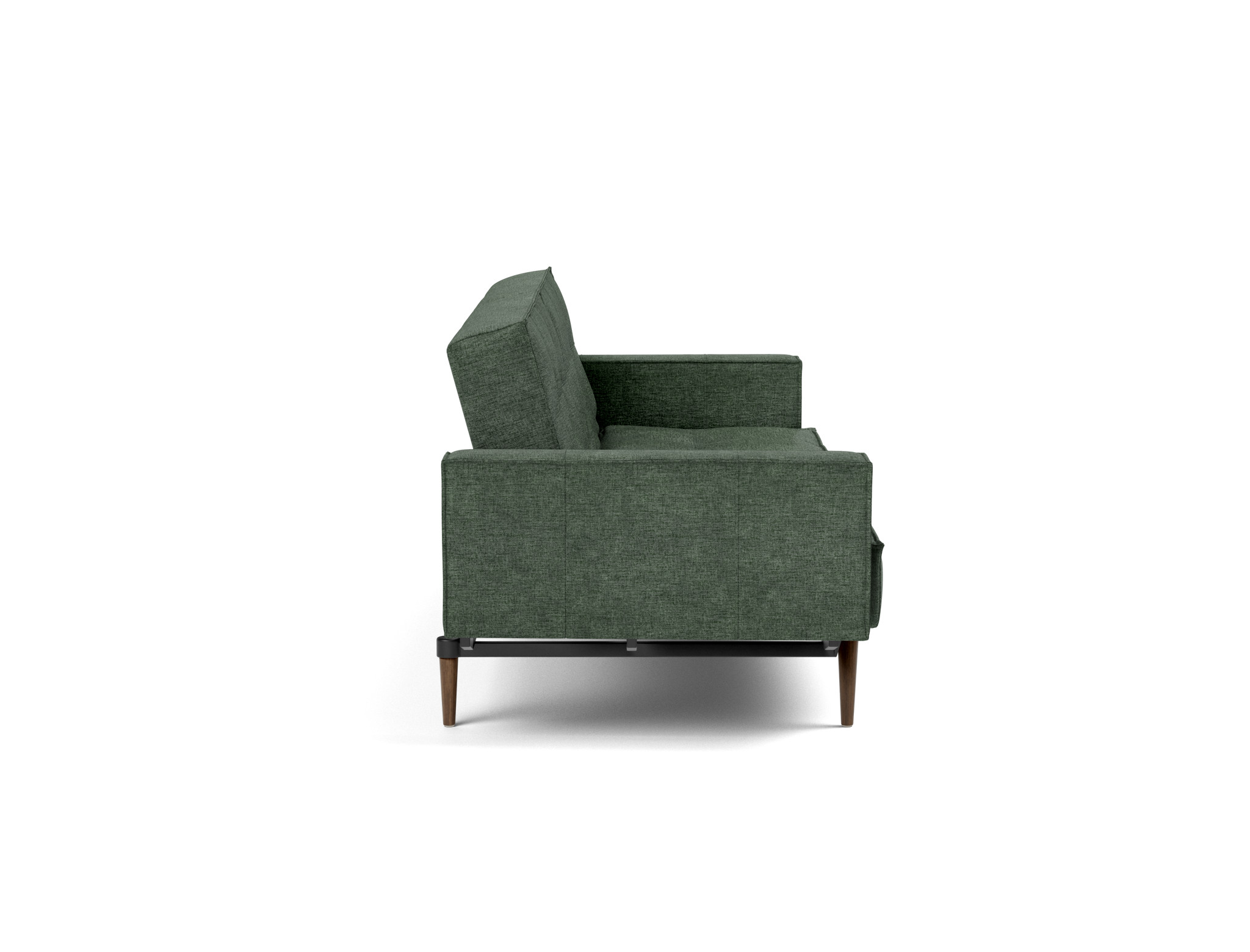 Schlafsofa Splitback mit Armlehnen Flachgewebe Avella 281-Pine-Green Beine Styletto Eiche dunkel