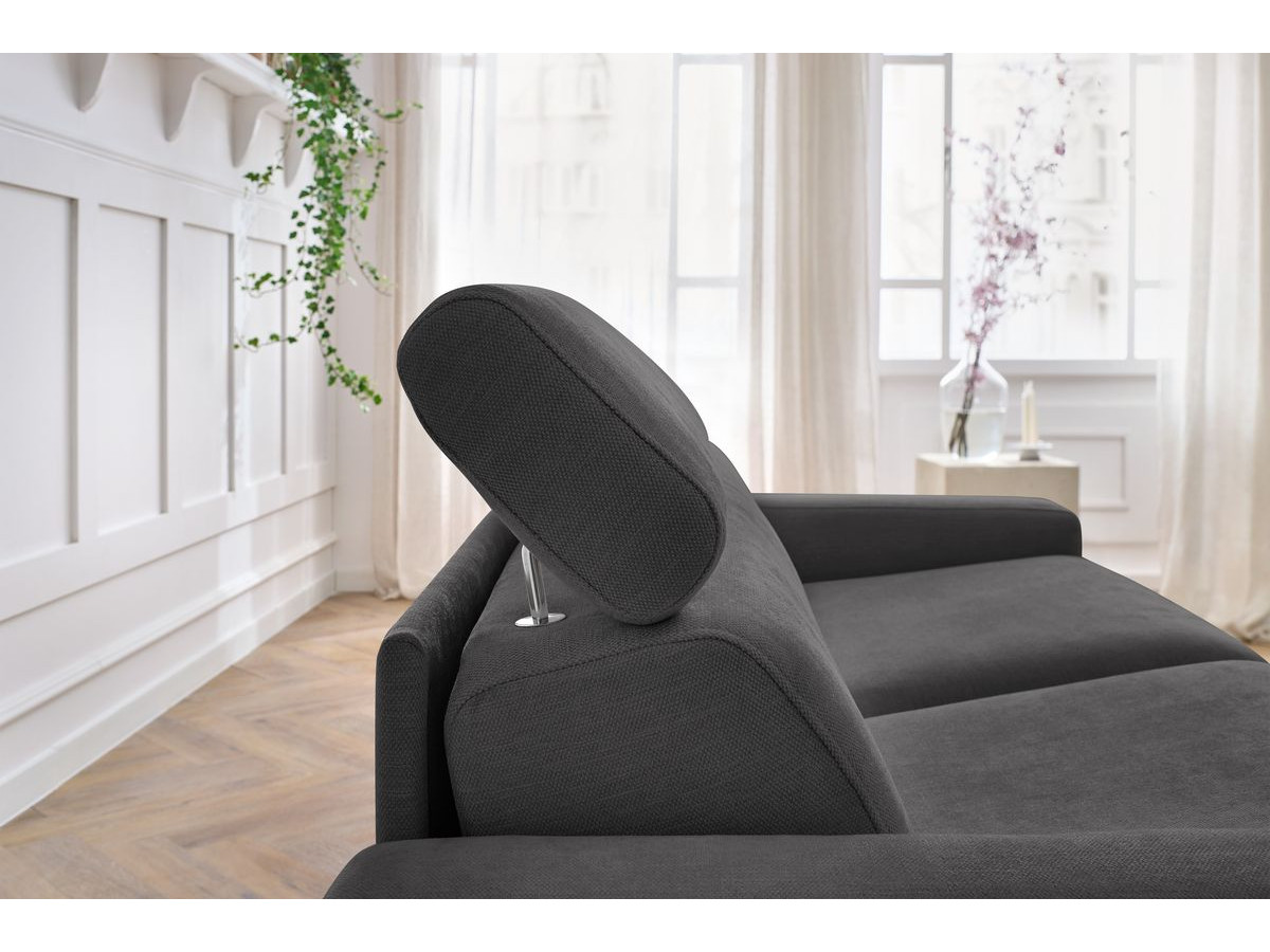 Bobochic Monaco Schlafsofa 3-Sitzer Stoff Dunkelgrau, Liegefläche 160 × 190 cm