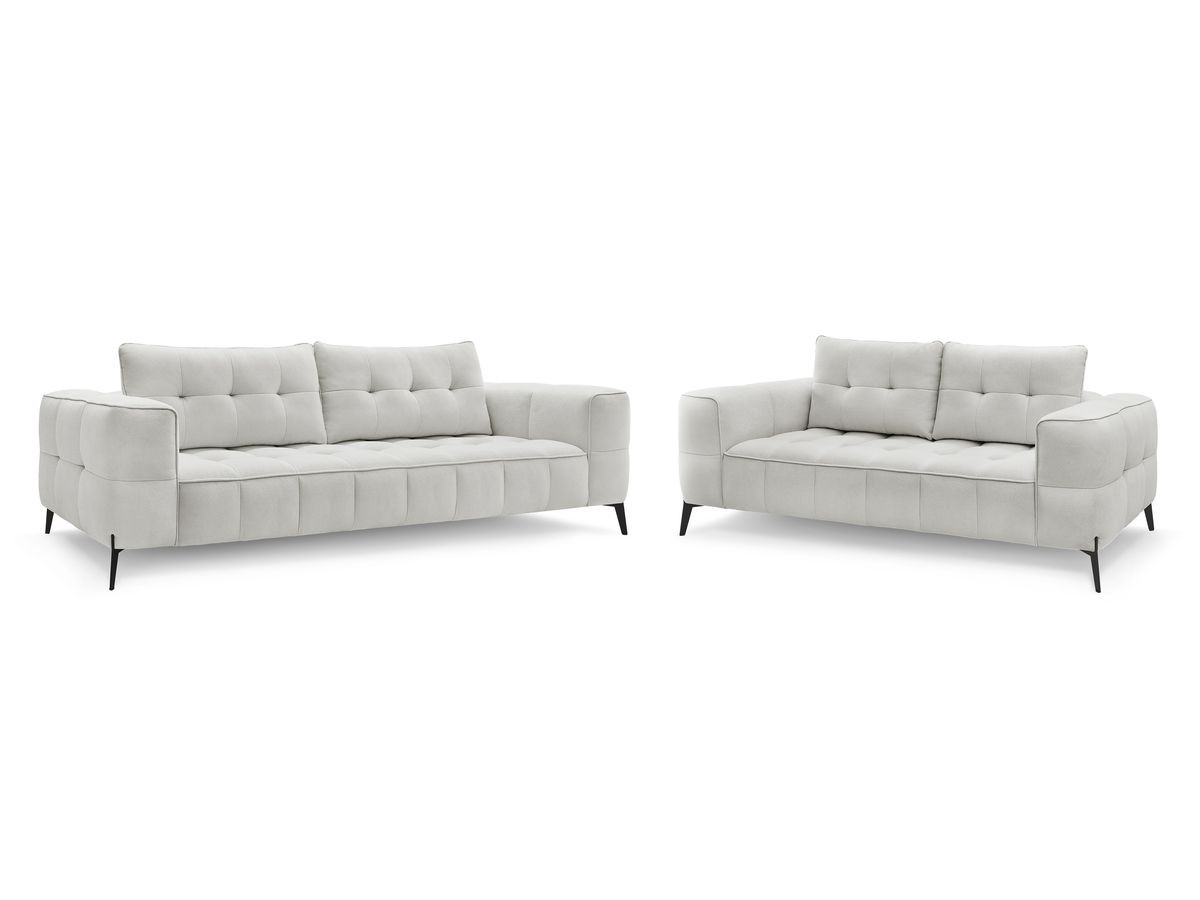 Bobochic Anis Sofa-Set 3- und 2-Sitzer Strukturstoff Hellgrau
