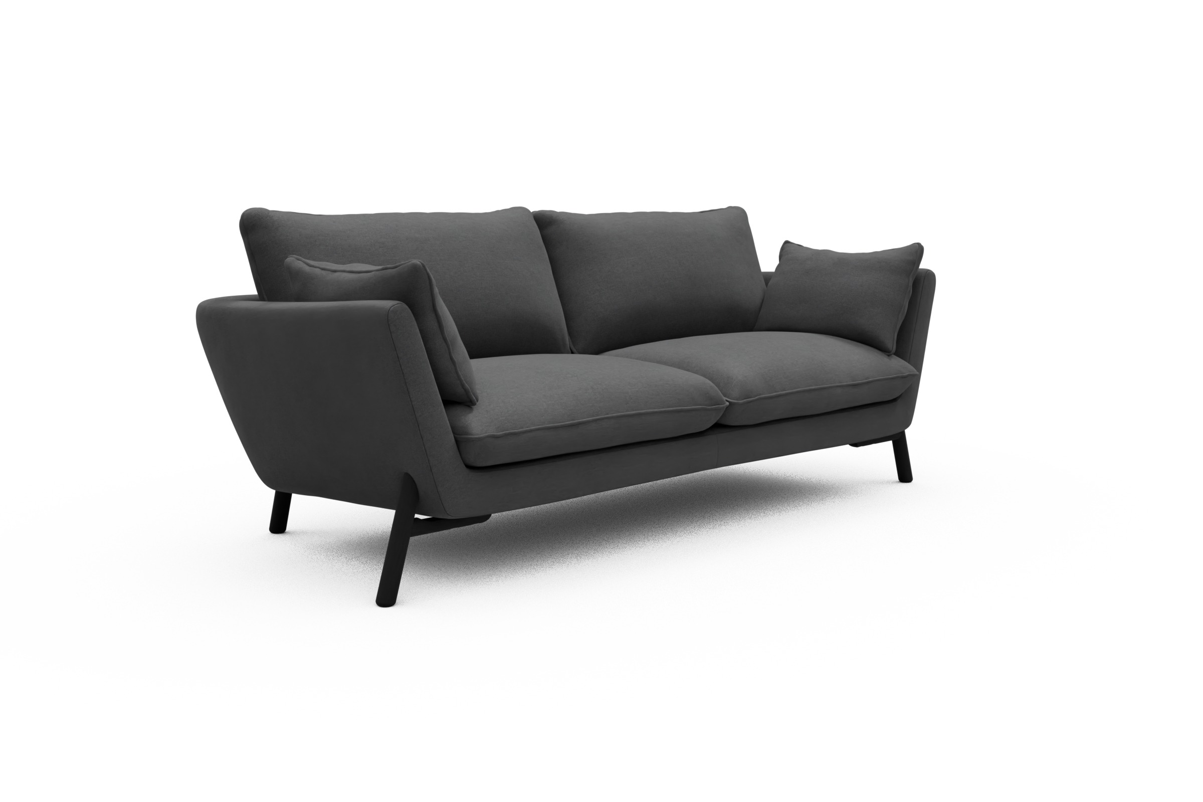 Sofa Emil 3-Sitzer Beinfarbe Eiche Schwarz Satya-Zinc
