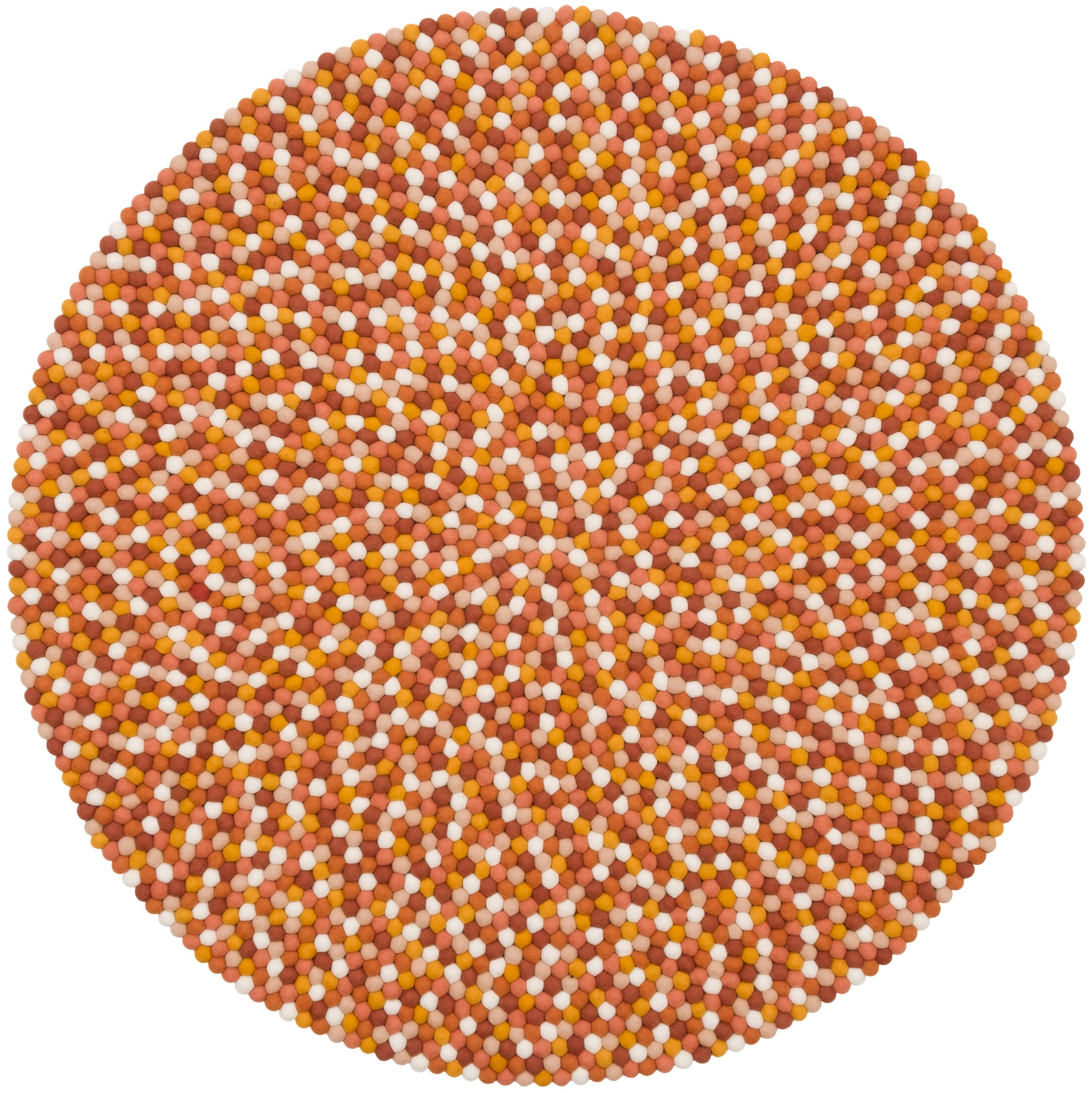 myfelt Juna Filzkugelteppich Rot-Orange-Weiß