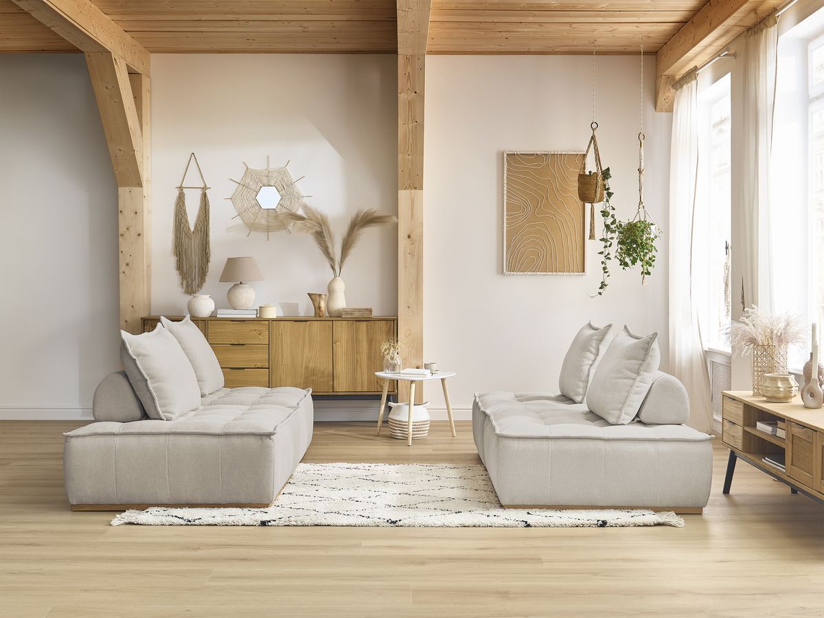 Bobochic Elisa Sofa 4-Sitzer Strukturstoff Beige