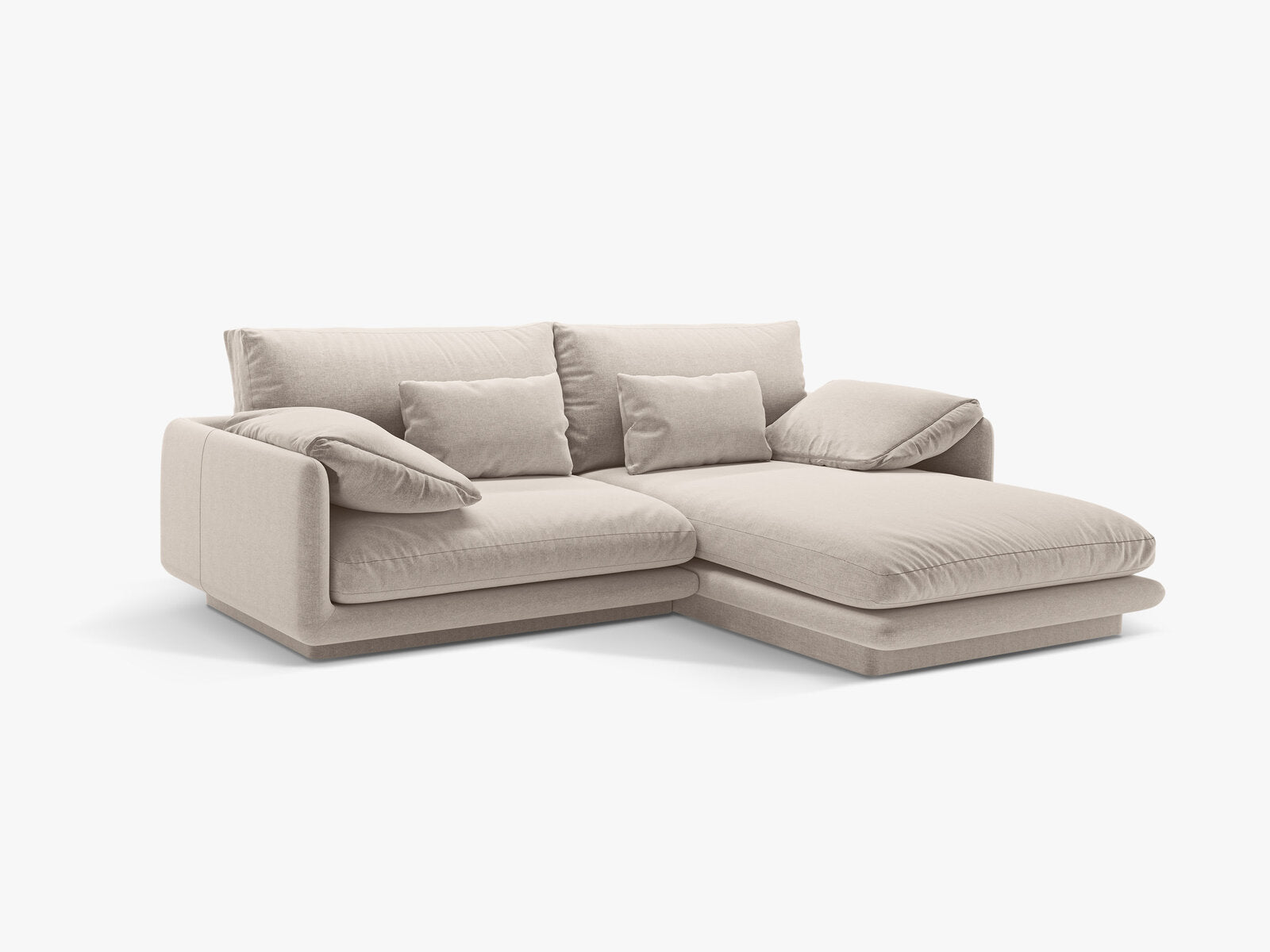 Micadoni Ecksofa Torino 3-Sitzer Rechts Strukturierter Stoff Helles Beige